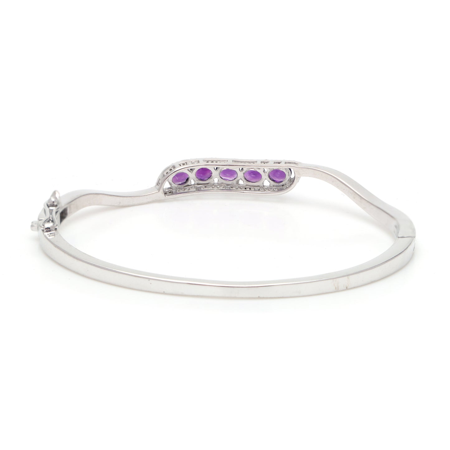 Natural Amethyst Oval Cut Gemstone Bangle 925 Sterling Silver February Birthstone Bangle Gift for Her