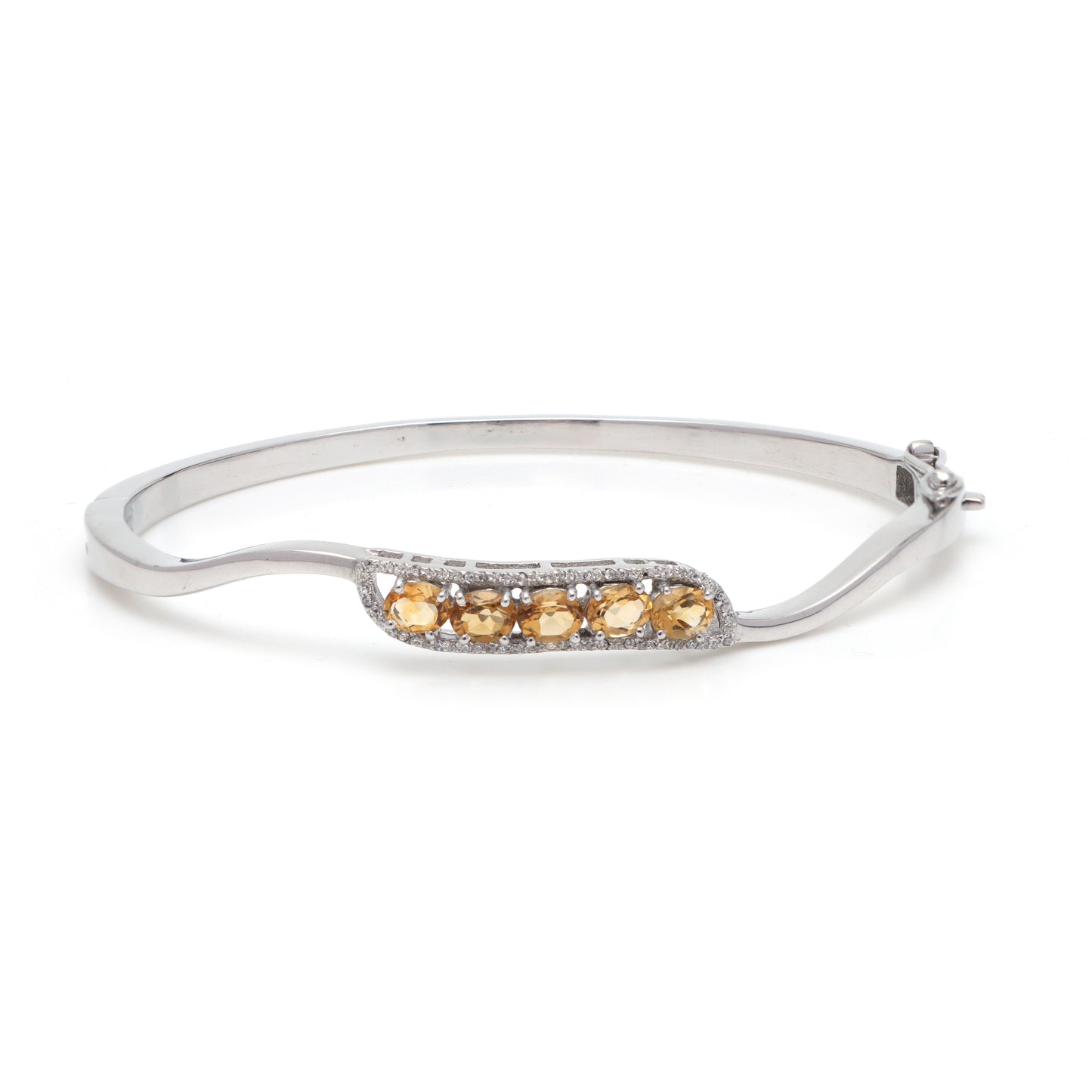 Natural Citrine Oval cut Gemstone Stackable Bangle 925 Sterling Silver Handmade Bangle Wedding Gift for Her
