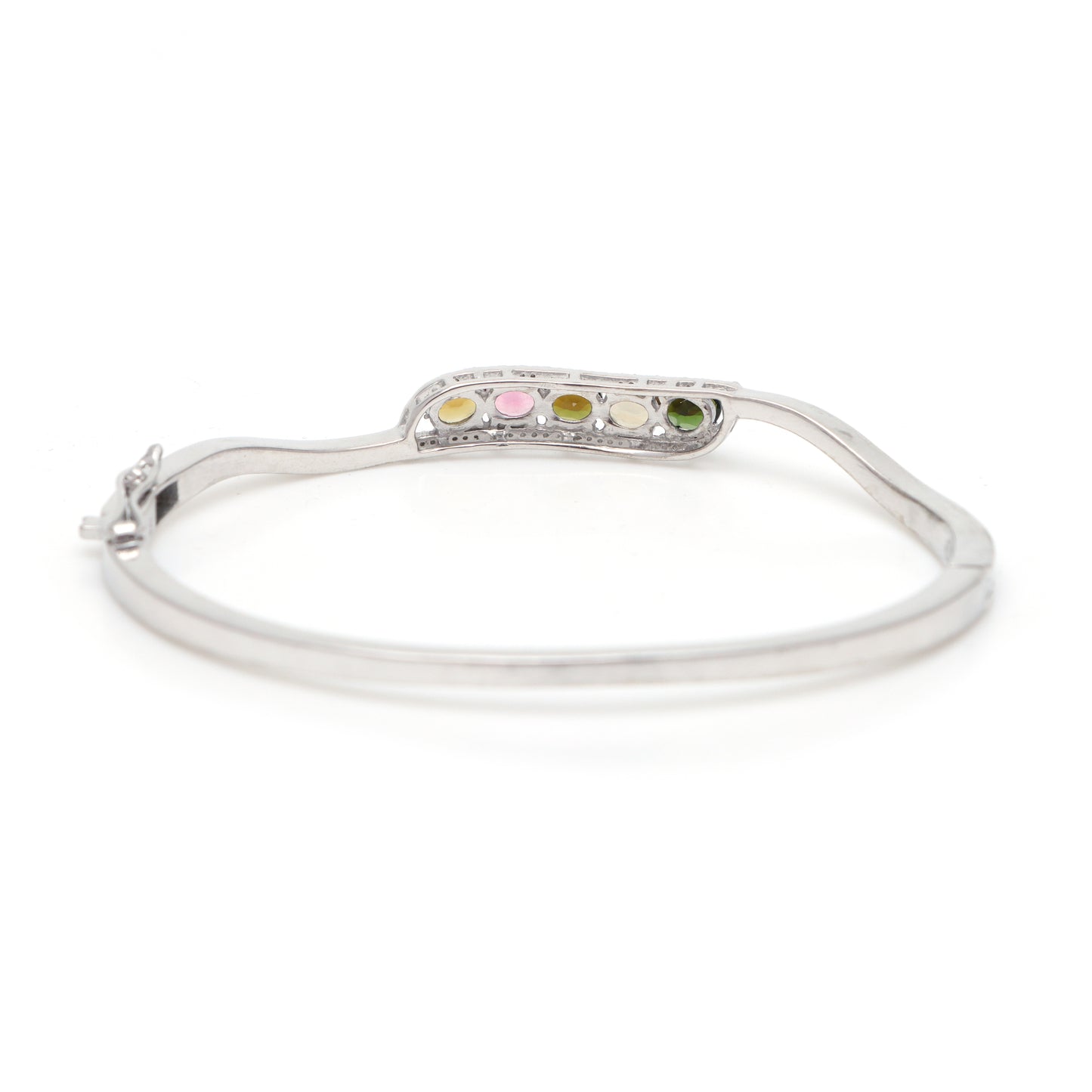 Natural Multi Tourmaline Oval Cut Gemstone Bangle 925 Sterling Silver October Birthstone Bangle Gift for Her