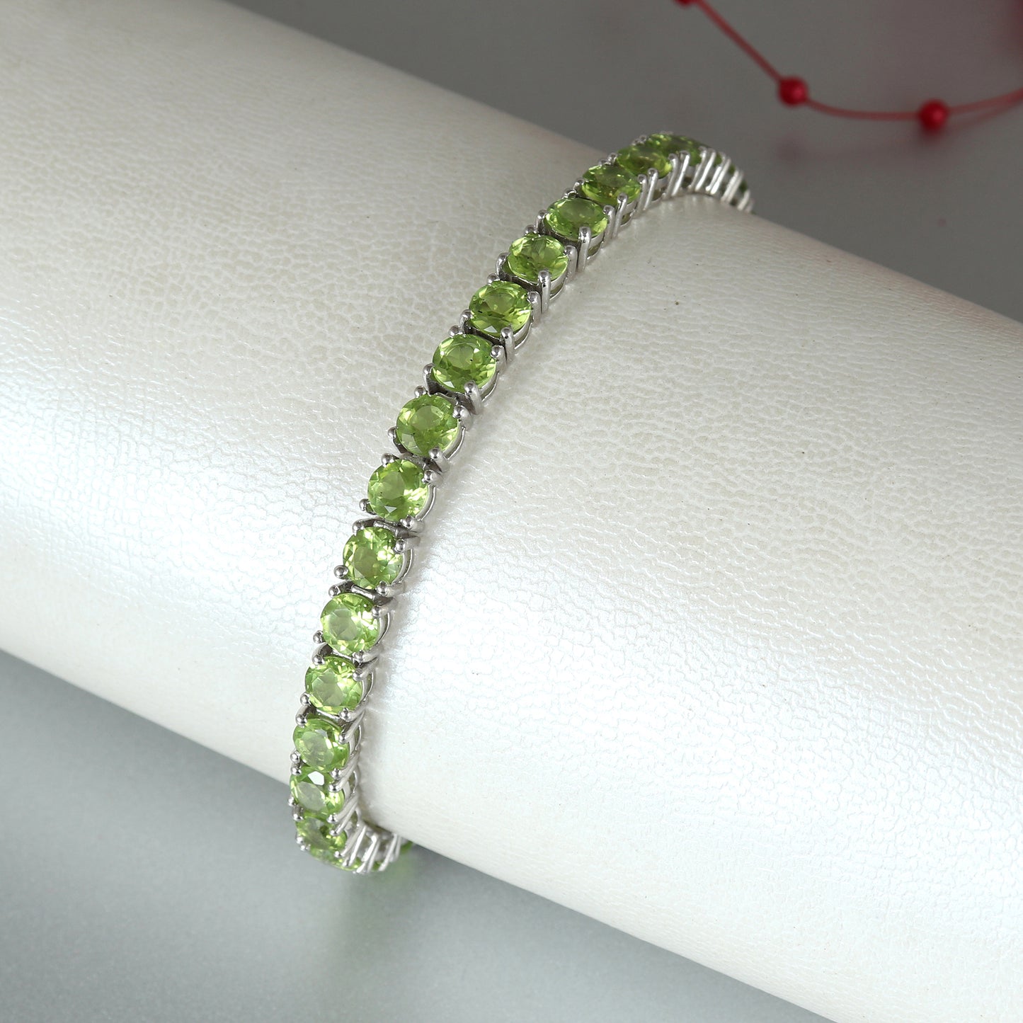 Peridot Tennis Bracelet 925 Sterling Silver Bracelet 5mm Round Peridot Bracelet August Birthstone Gemstone Bracelet Wedding Gift for Her