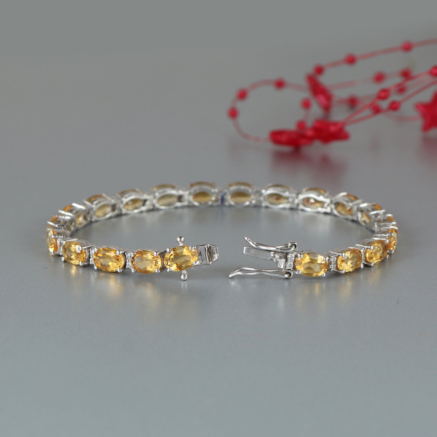 Natural Citrine Tennis Bracelet-925 Sterling Silver Bracelet-Oval Cut Gemstone Bracelet-November Birthstone Bracelet-Citrine Jewelry Women