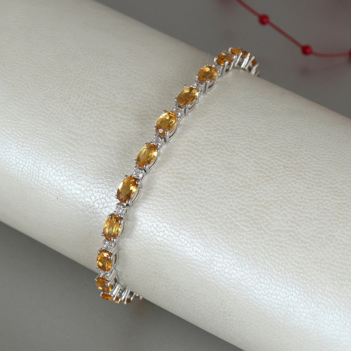 Natural Citrine Bracelet-925 Sterling Silver-Tennis Bracelet-November Birthstone-Citrine Jewelry-Gift For Girlfriend-Wedding Bracelet