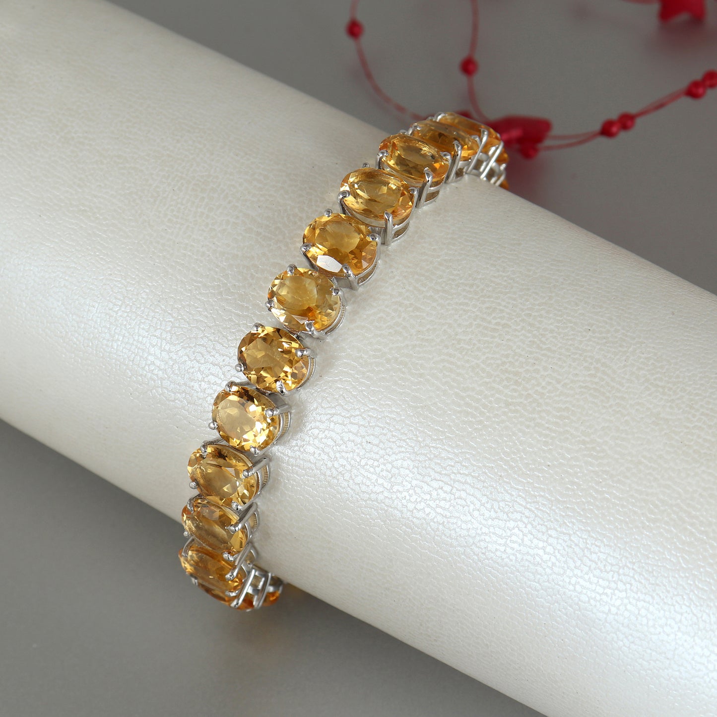 Natural Citrine Tennis Bracelet-Oval Cut Gemstone Bracelet-925 Sterling Silver-November Birthstone Bracelet-Bridesmaid Bracelet-Gift for Her