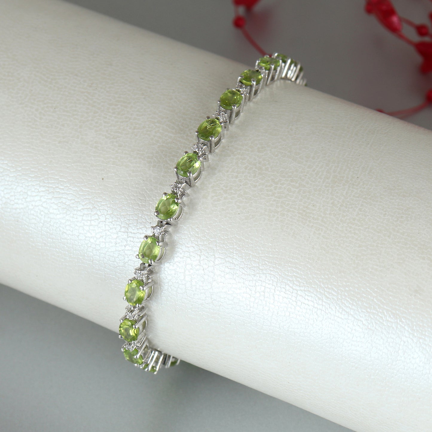 Natural Peridot Bracelet-925 Solid Silver Bracelet-Gemstone Tennis Bracelet-Peridot Tennis Bracelet-Handmade Bracelet-Wedding Gift for Her