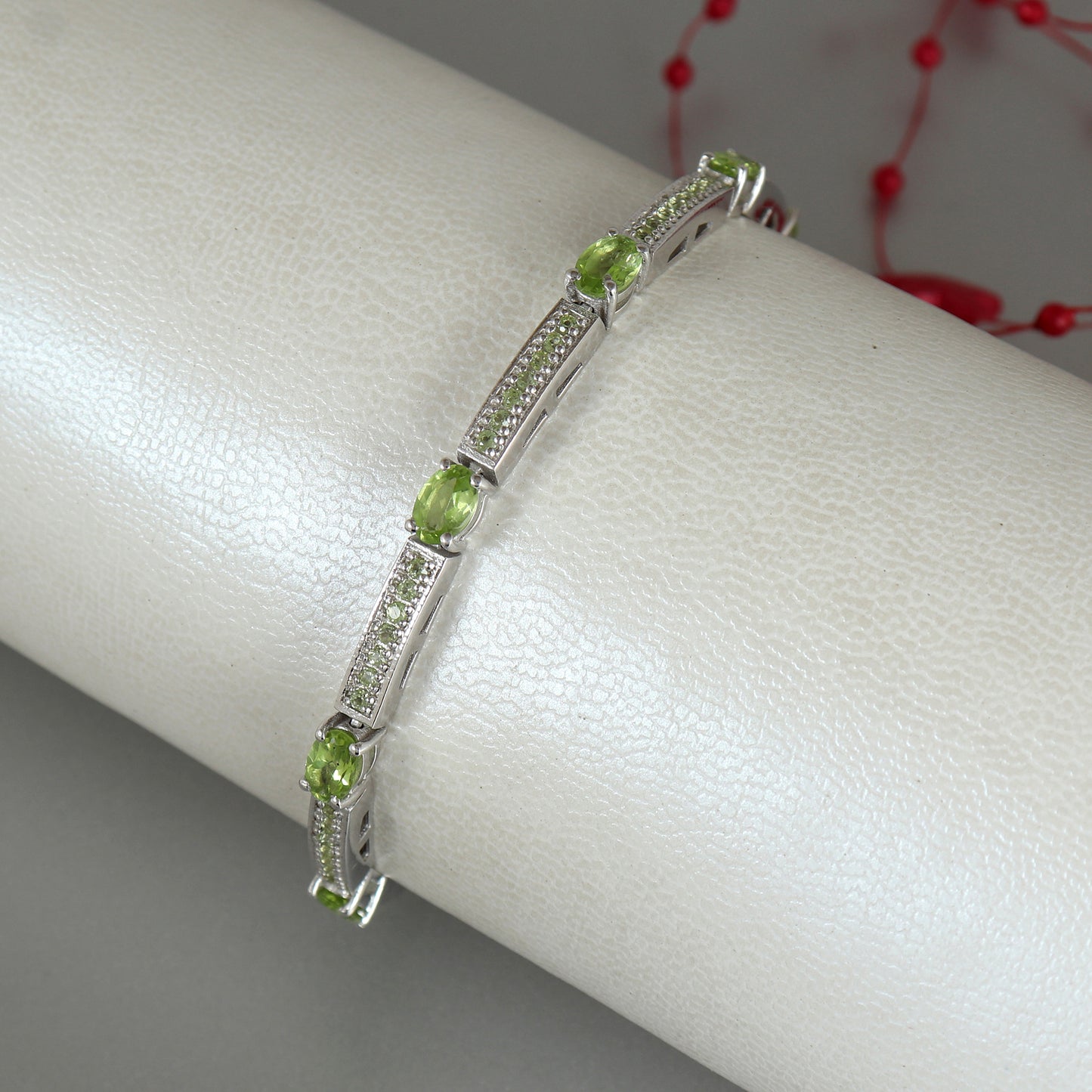 4.05 Cts Natural Peridot Tennis Bracelet-925 Sterling Silver Bracelet-August Birthstone Bracelet-Gemstone Tennis Bracelet-Wedding Gift for Her