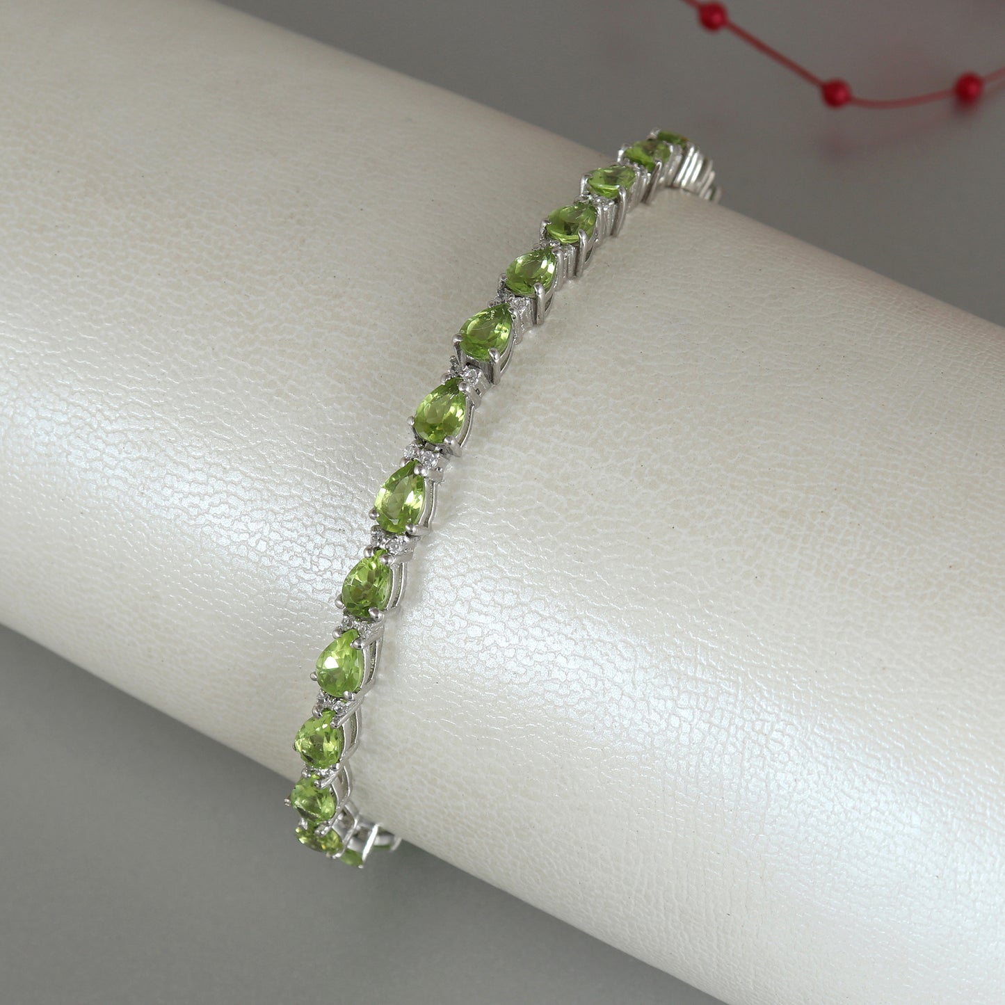 Peridot Tennis Bracelet-925 Sterling Silver Bracelet-Pear Gemstone Bracelet-Green Peridot Bracelet-August Birthstone-Wedding Gift for Her