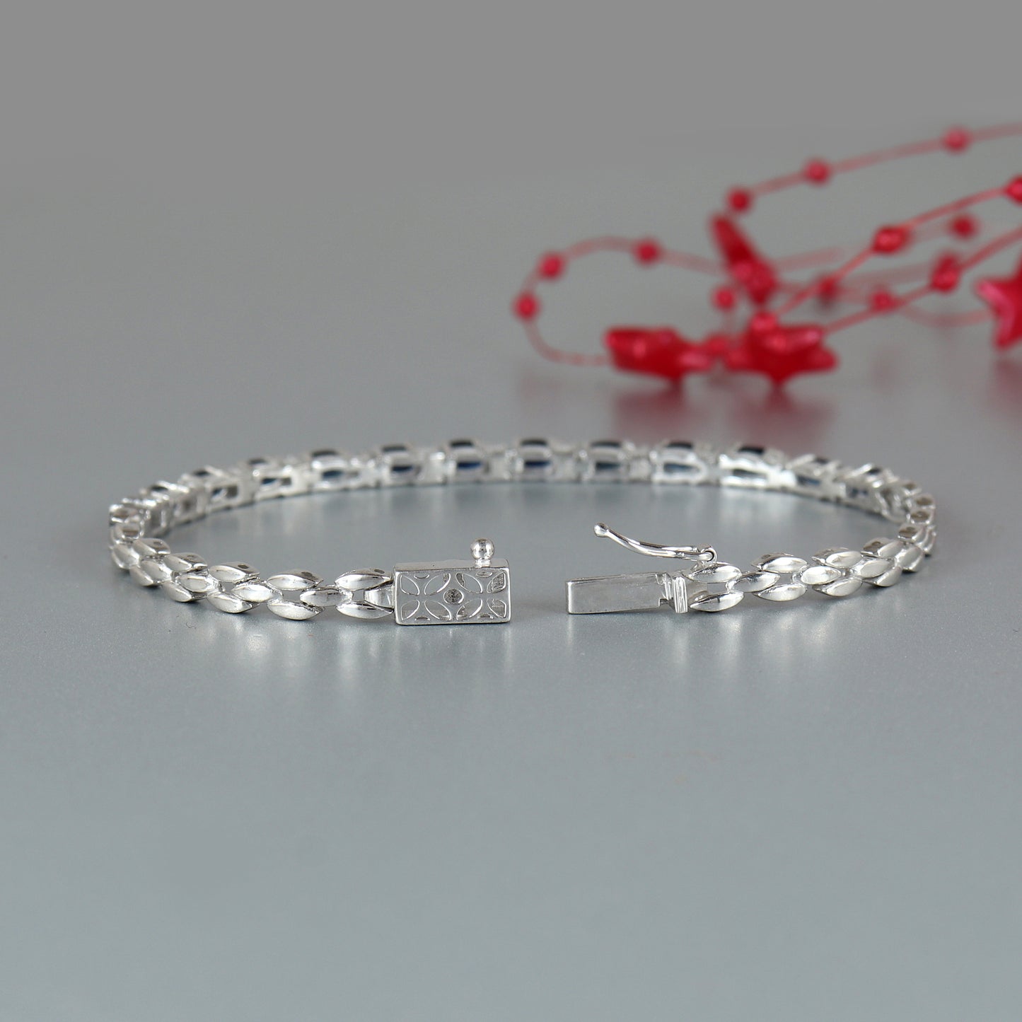 Natural Blue Sapphire Tennis Bracelet-925 Sterling Silver Bracelet-September Birthstone Bracelet-Diamond Bracelet-5x3mm Gemstone Bracelet