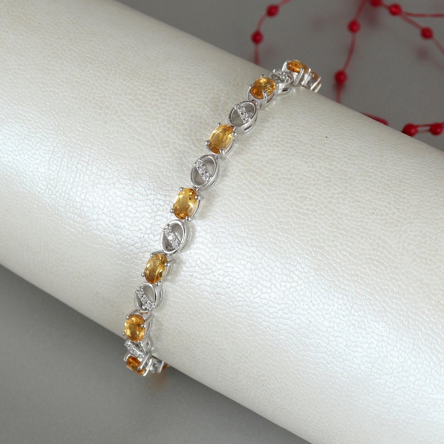 Natural Citrine Tennis Bracelet-925 Sterling Silver Bracelet-6x4mm Oval Cut Gemstone Bracelet-November Birthstone Bracelet-Citrine Jewelry