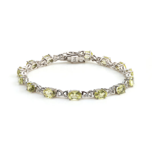 Natural Lemon Topaz Oval Cut Gemstone Tennis Bracelet November Birthstone Bracelet Wedding Gift for Her