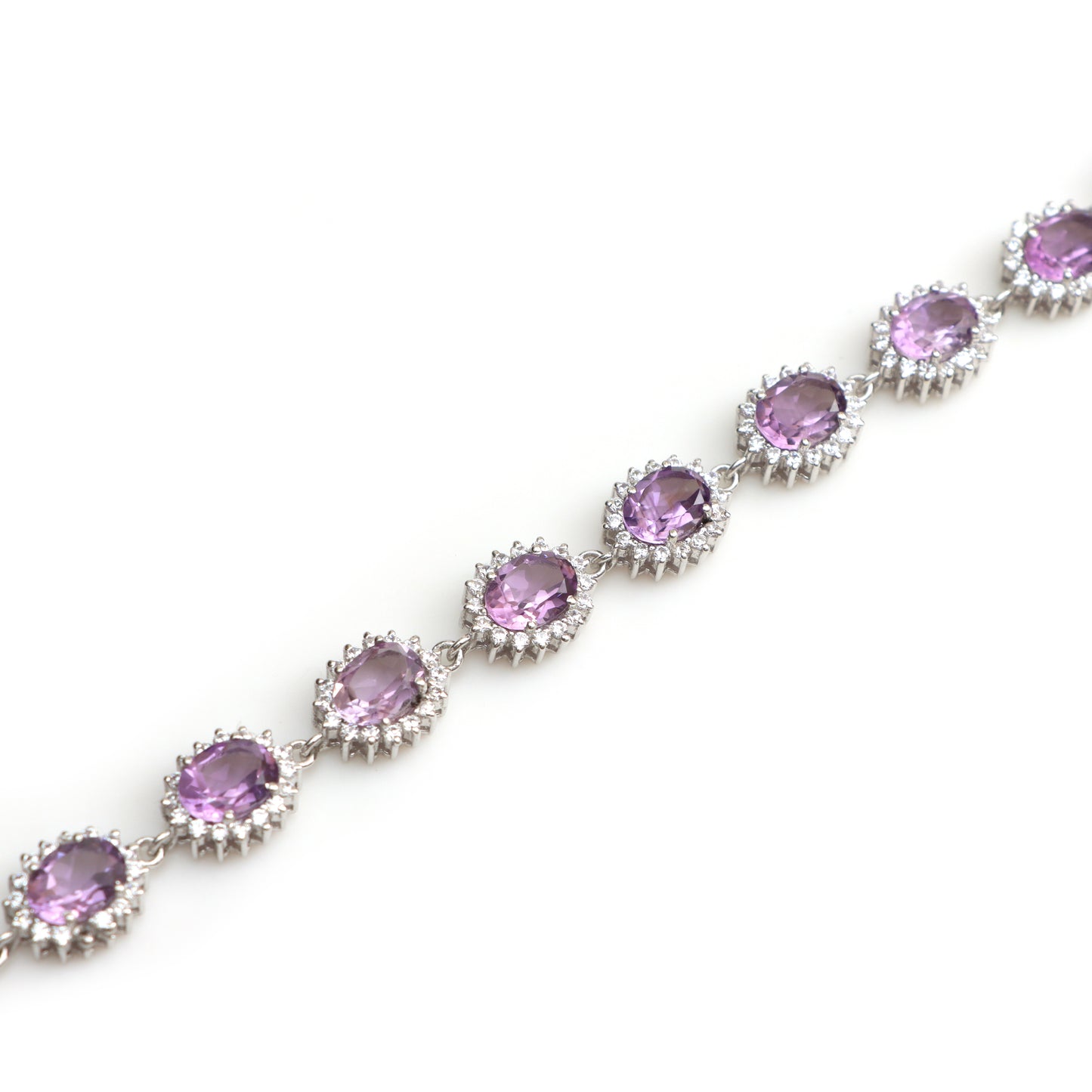 Amethyst Tennis Bracelet 925 Sterling Silver Oval Cut Gemstone Cluster Bracelet Wedding Gift for Her