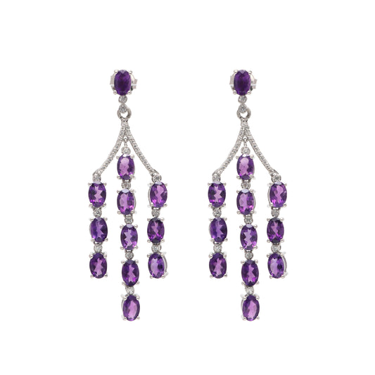 Natural African Amethyst Oval Cut Gemstone 925 Sterling Silver Earrings Price Per Pair