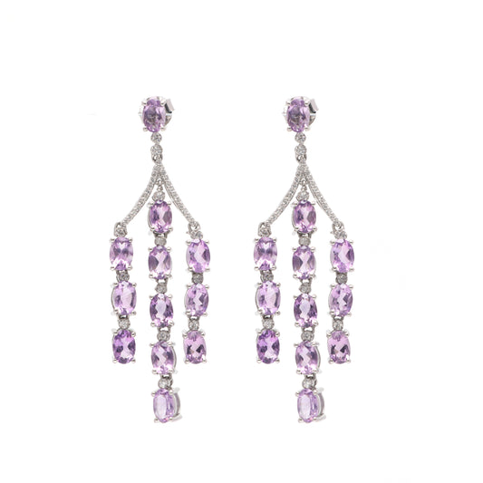 Natural Amethyst Oval Cut Gemstone Dangle Drop Earrings 925 Sterling Silver Earrings Price Per Pair