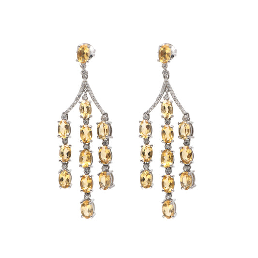 Citrine Oval Cut Gemstone Dangle Drop Earrings 925 Sterling Silver Bridesmaid Earrings Gift for Her