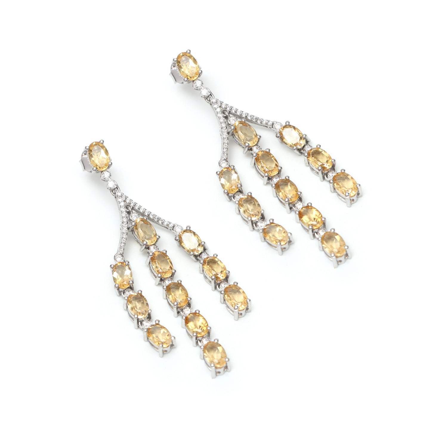 Citrine Oval Cut Gemstone Dangle Drop Earrings 925 Sterling Silver Bridesmaid Earrings Gift for Her