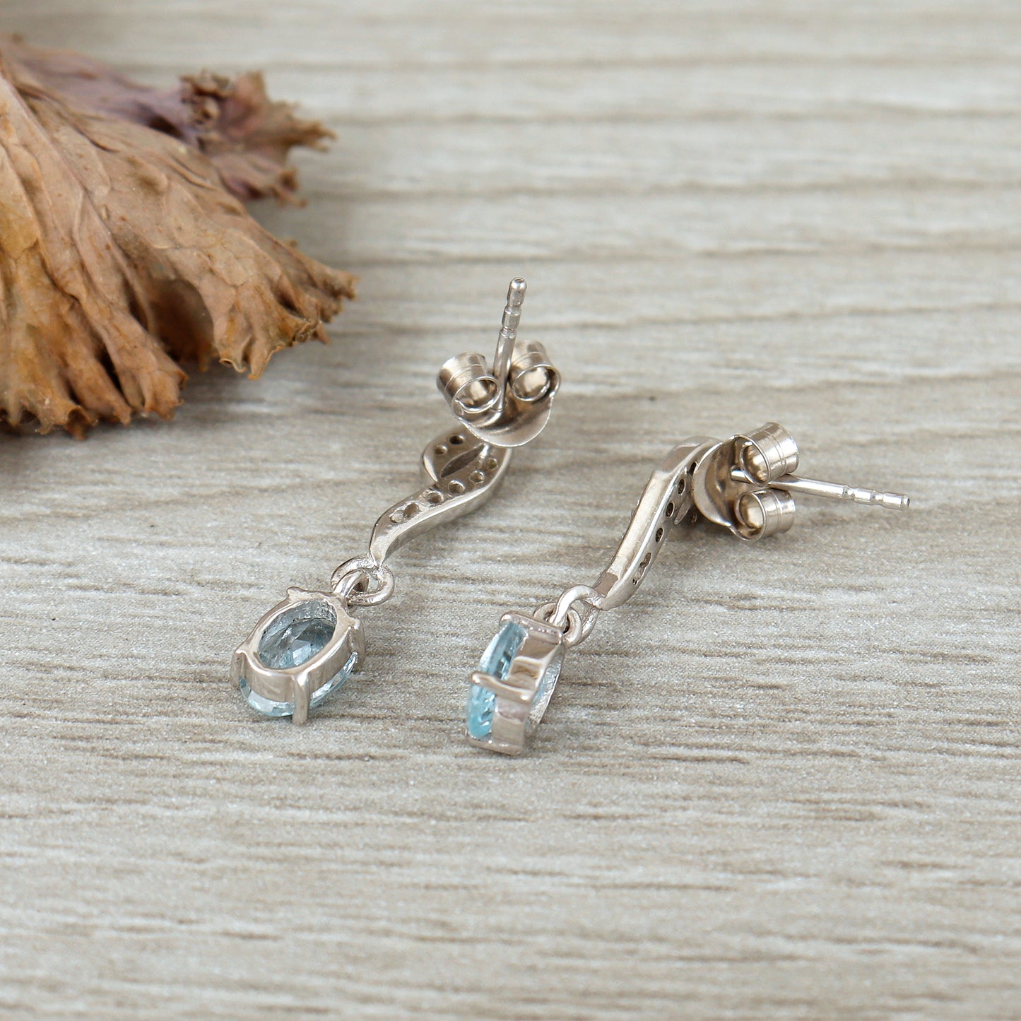 Aquamarine Earrings-925 Sterling Silver Stud Earrings-Precious Gemstone Earrings-Oval Cut Aquamarine Studs-Dainty Earrings Gift for Her