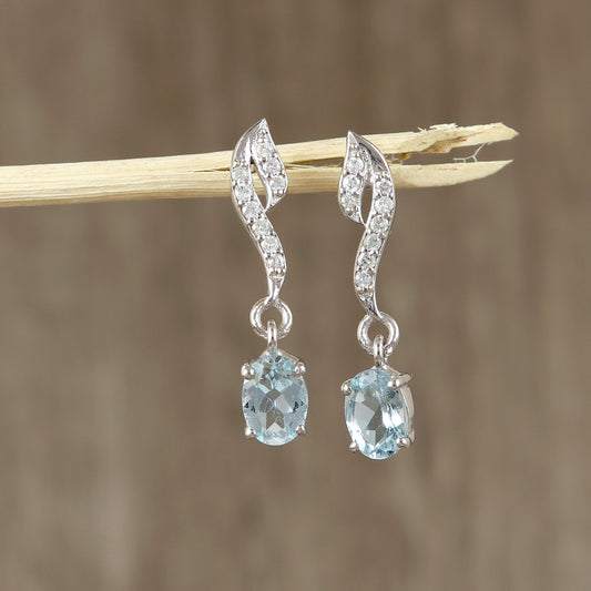 Aquamarine Earrings-925 Sterling Silver Stud Earrings-Precious Gemstone Earrings-Oval Cut Aquamarine Studs-Dainty Earrings Gift for Her