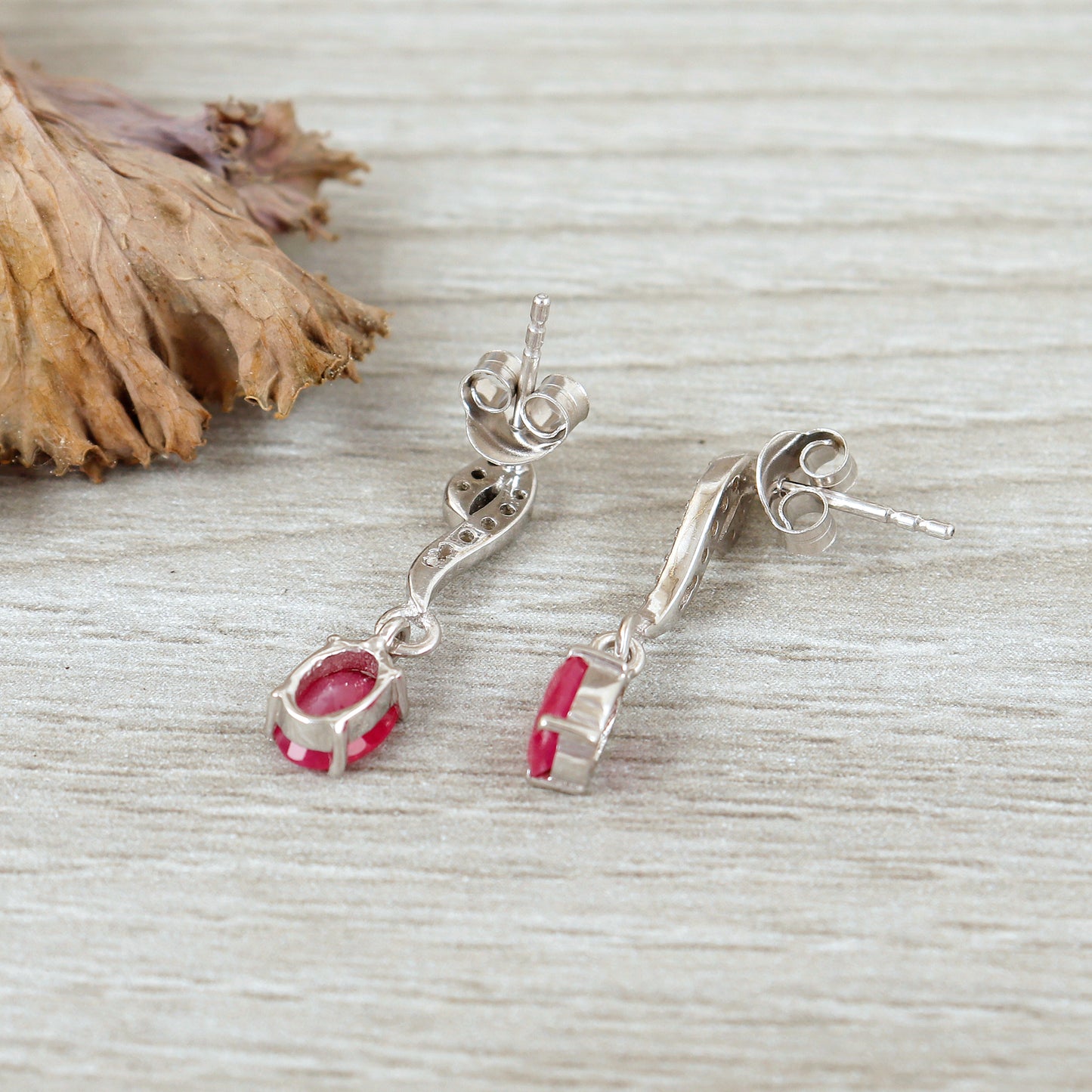 Ruby & Diamond Stud Earrings-925 Sterling Silver Earrings-Dainty Ruby Stud Earrings-July Birthstone-Ruby Jewelry-Anniversary Gift for Her