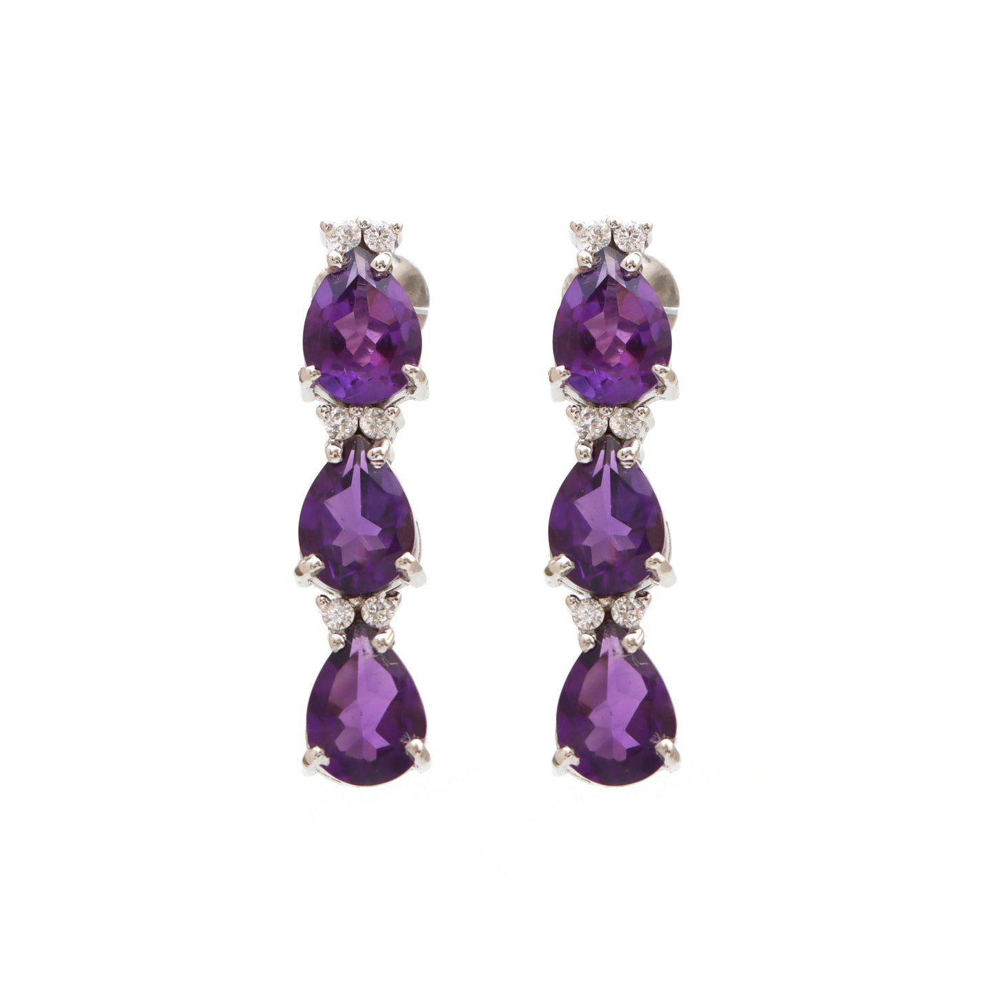 Natural Amethyst Pear Cut Gemstone Earrings-925 Sterling Silver Stud Earrings-February Birthstone Studs-Dainty Amethyst Earring Gift for Her