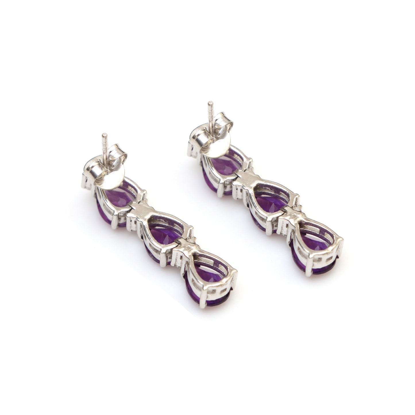 Natural Amethyst Pear Cut Gemstone Earrings-925 Sterling Silver Stud Earrings-February Birthstone Studs-Dainty Amethyst Earring Gift for Her