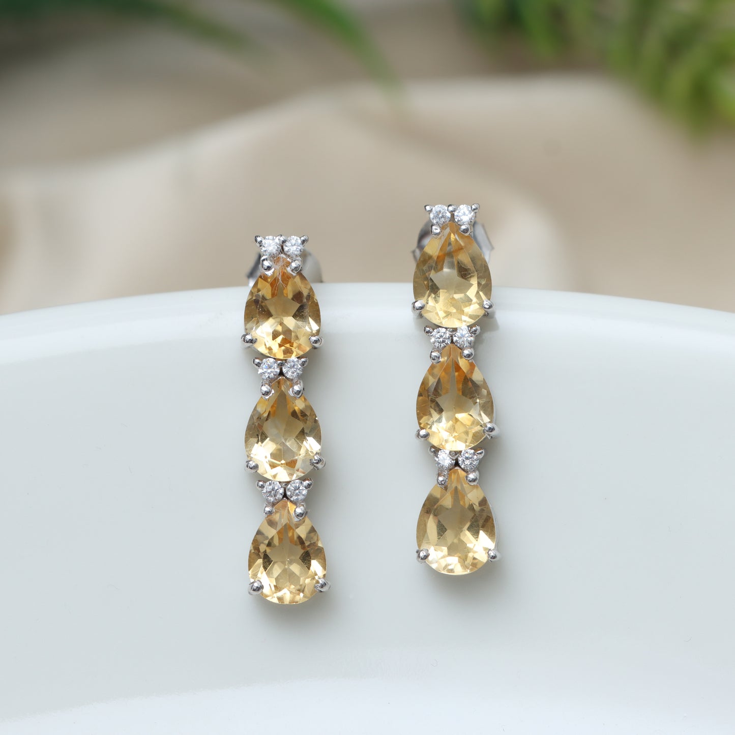 Natural Citrine Stud Earrings-925 Sterling Silver Earrings-November Birthstone Earrings-Dainty Stud Earrings-Pear Cut Gemstone Stud Earrings