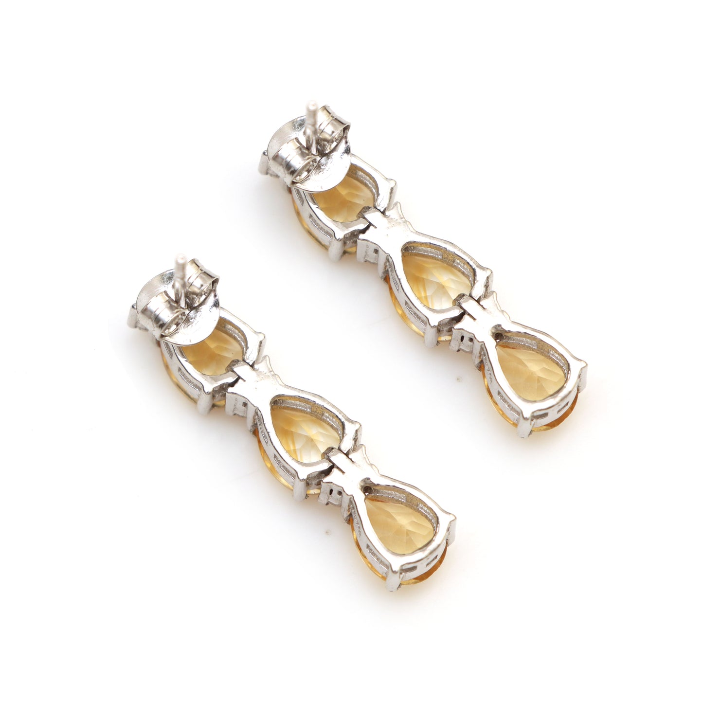 Natural Citrine Stud Earrings-925 Sterling Silver Earrings-November Birthstone Earrings-Dainty Stud Earrings-Pear Cut Gemstone Stud Earrings