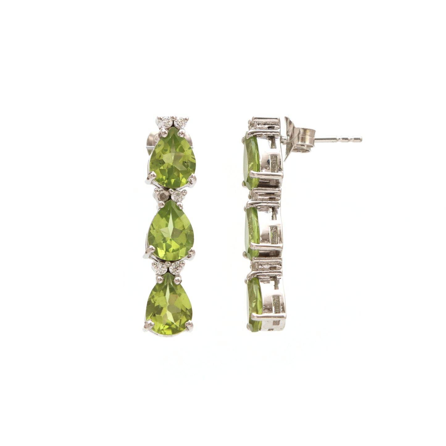 Natural Peridot Pear Gemstone Earrings-925 Sterling Silver Stud Earrings-August Birthstone Studs-Peridot Silver Stud Earring-Wedding Gift