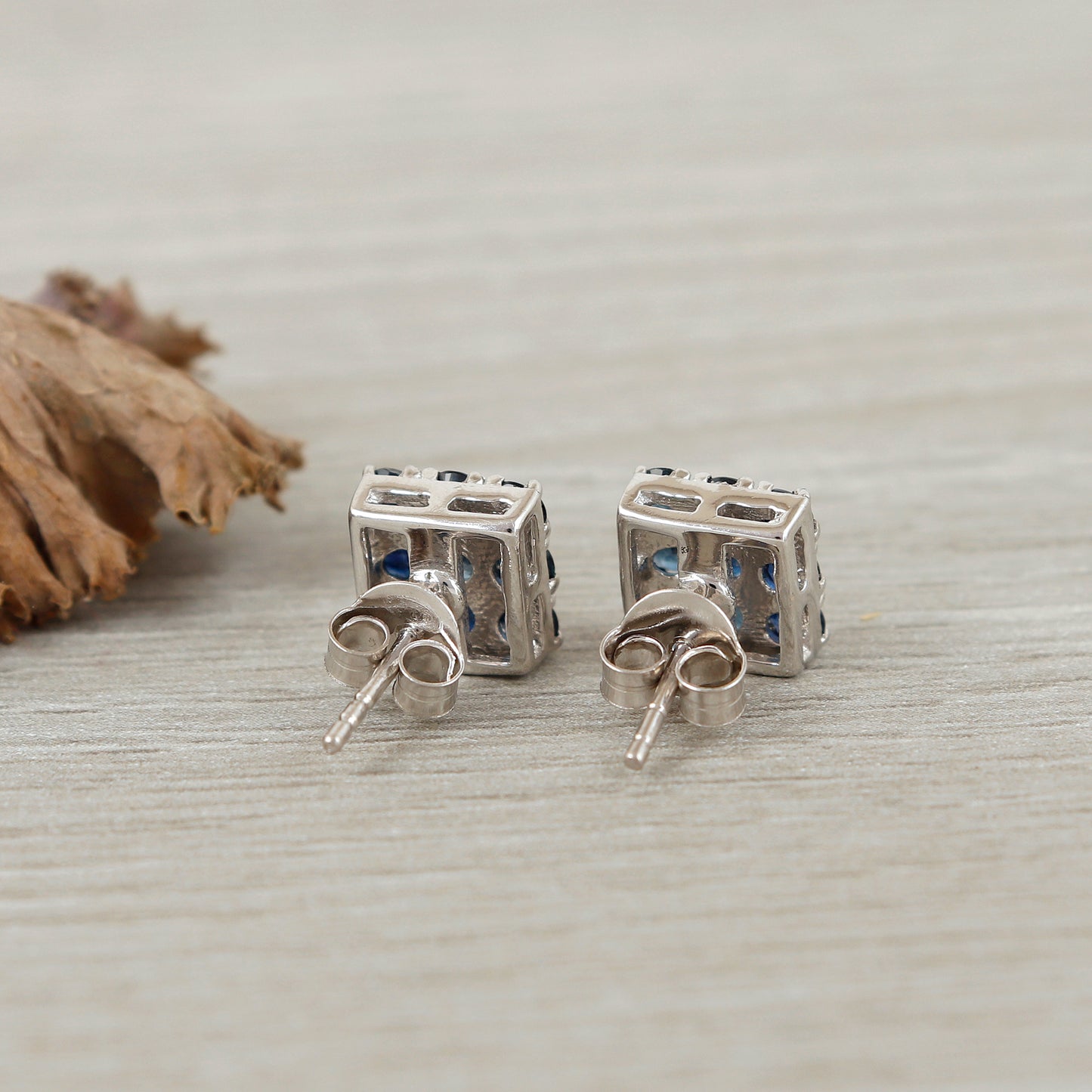 Natural Blue Sapphire Round Gemstone Earrings-925 Sterling Silver-Handmade Stud Earrings-September Birthstone Earrings-Wedding Gift for Her