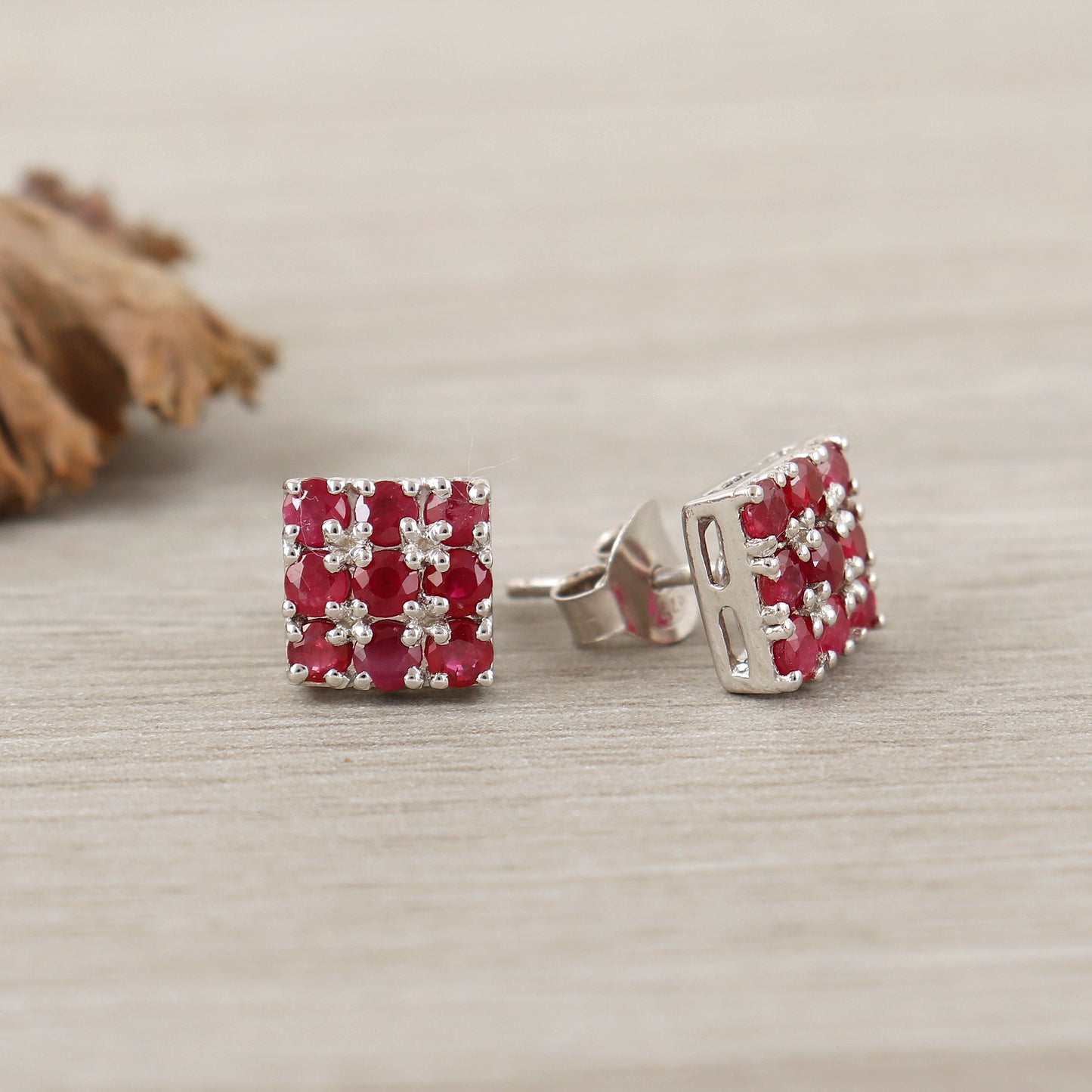 Natural Ruby Round Cut Gemstone Stud Earrings-925 Sterling Silver Studs-Dainty Ruby Stud Earrings-Precious Gemstone Earrings-Gift for Her