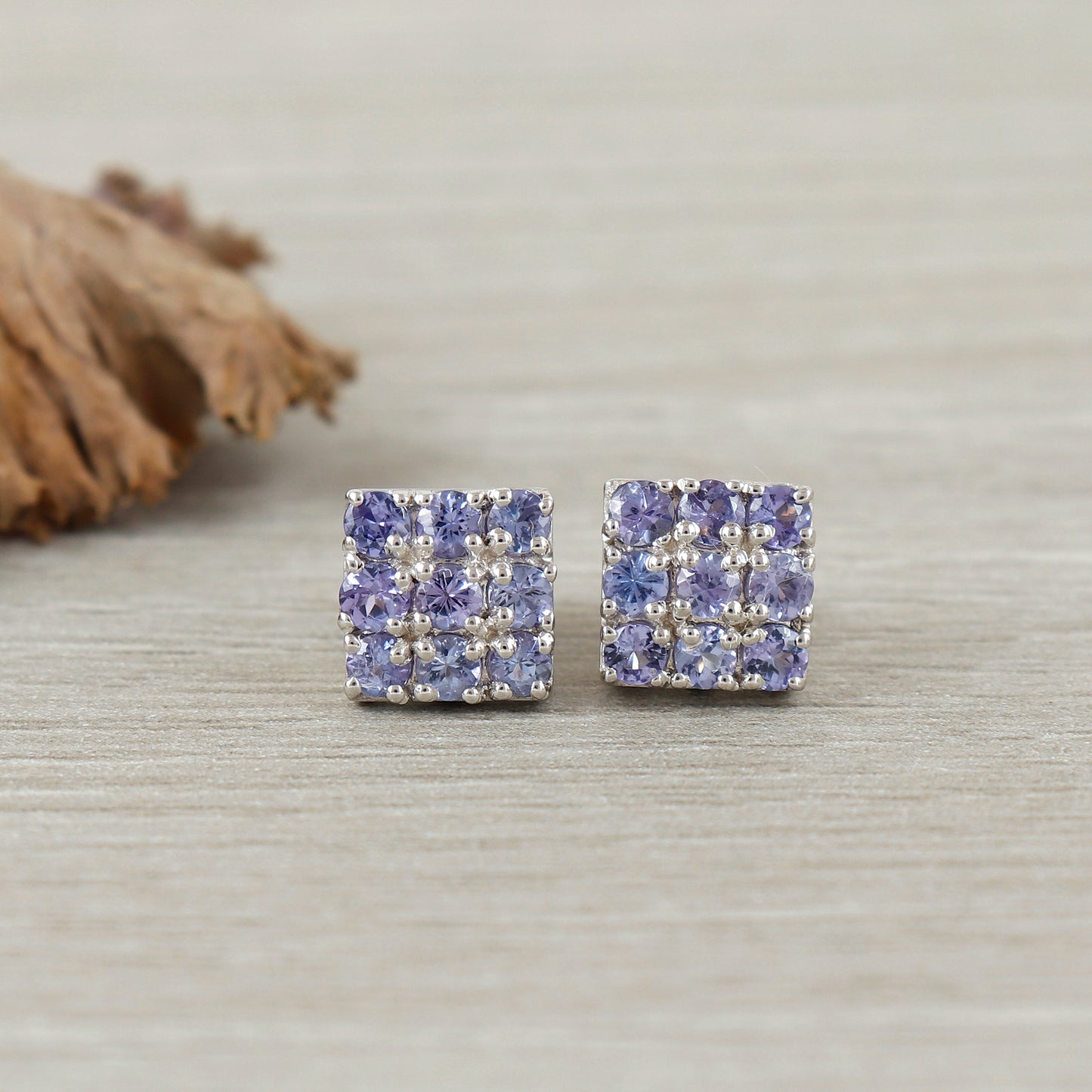 Natural Tanzanite Round Cut Gemstone Stud Earrings-925 Sterling Silver Earrings-December Birthstone Studs-Dainty Tanzanite Studs for Gift