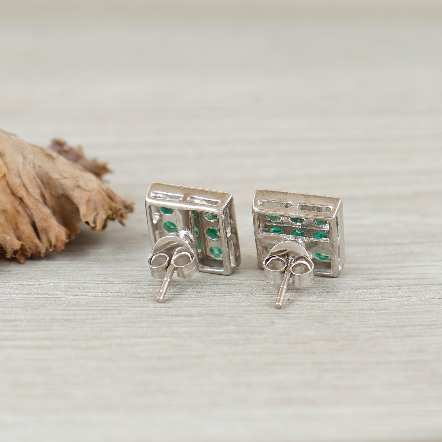 Natural Emerald Stud Earrings-925 Sterling Silver Dainty Stud Earrings-Round Cut Emerald Earrings-May Birthstone Stud Earrings-Wedding Gift