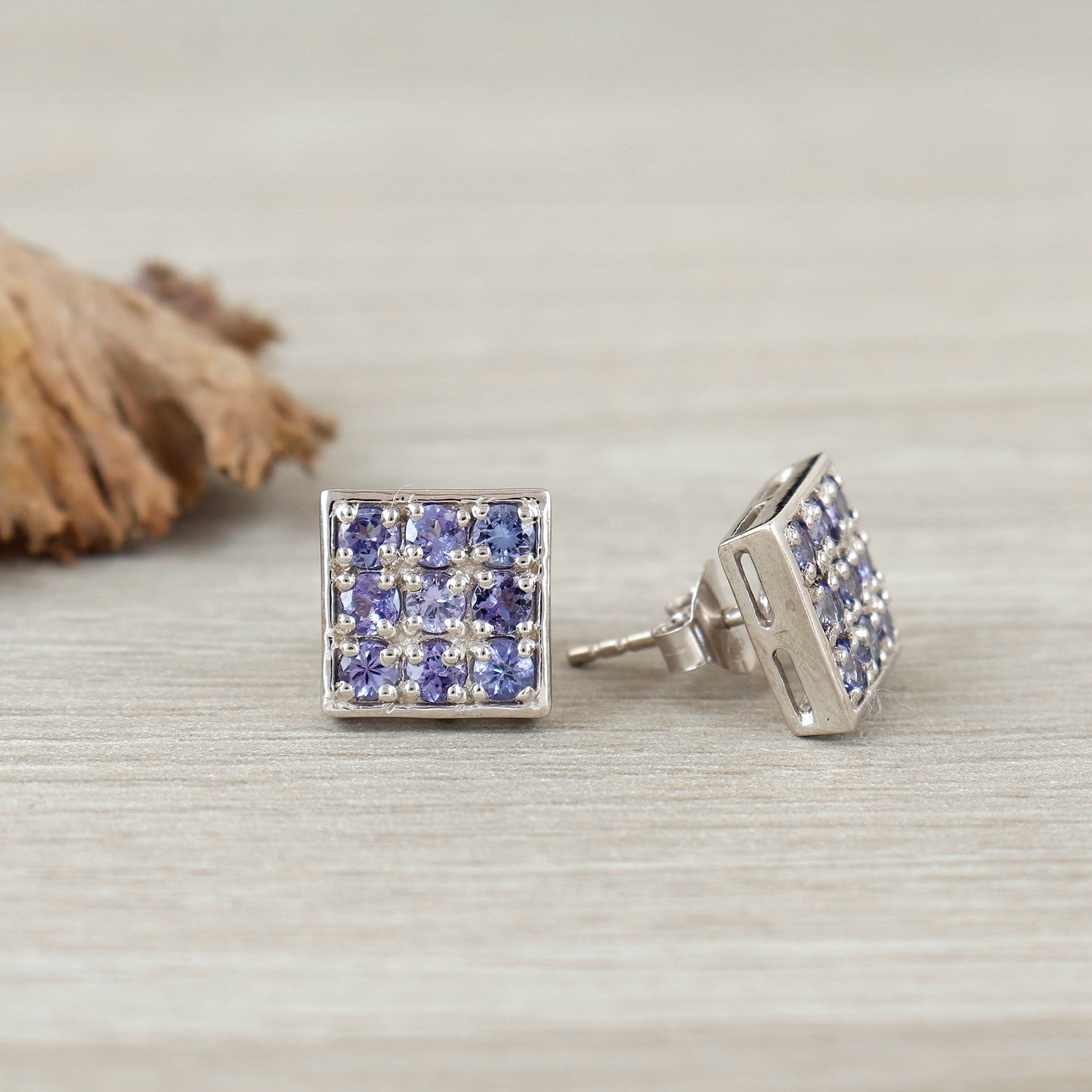 Natural Tanzanite Earrings-925 Sterling Silver Stud Earrings-Round Cut Gemstone Earrings-December Birthstone Stud Earrings-Wedding Gift Her