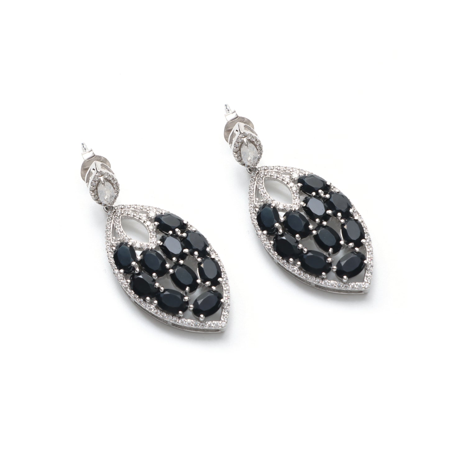 Natural Black Onyx Oval Cut Gemstone Earrings-925 Sterling Silver Stud Earrings-Black Onyx Designer Earrings-Wedding Anniversary Gift Her