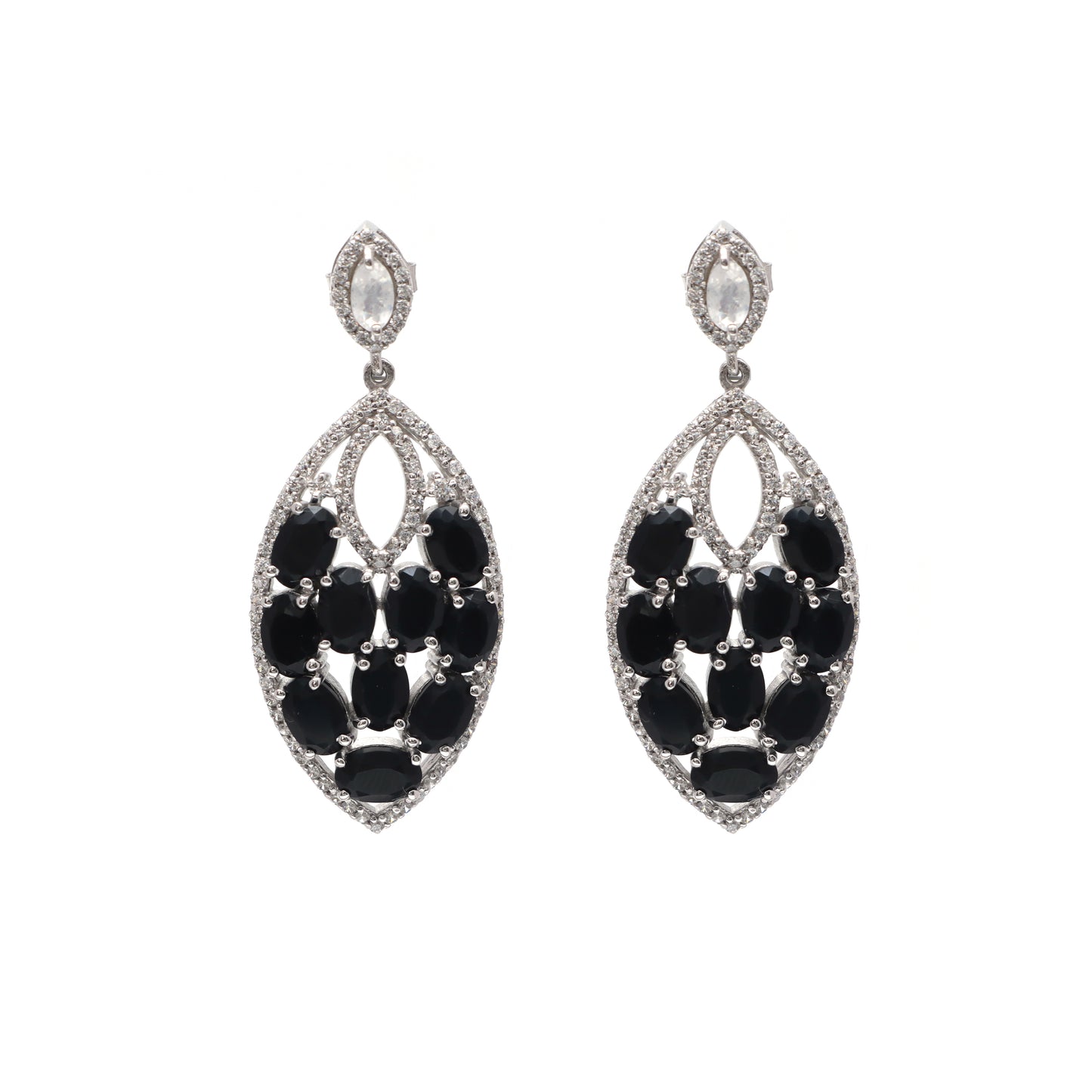 Natural Black Onyx Oval Cut Gemstone Earrings-925 Sterling Silver Stud Earrings-Black Onyx Designer Earrings-Wedding Anniversary Gift Her