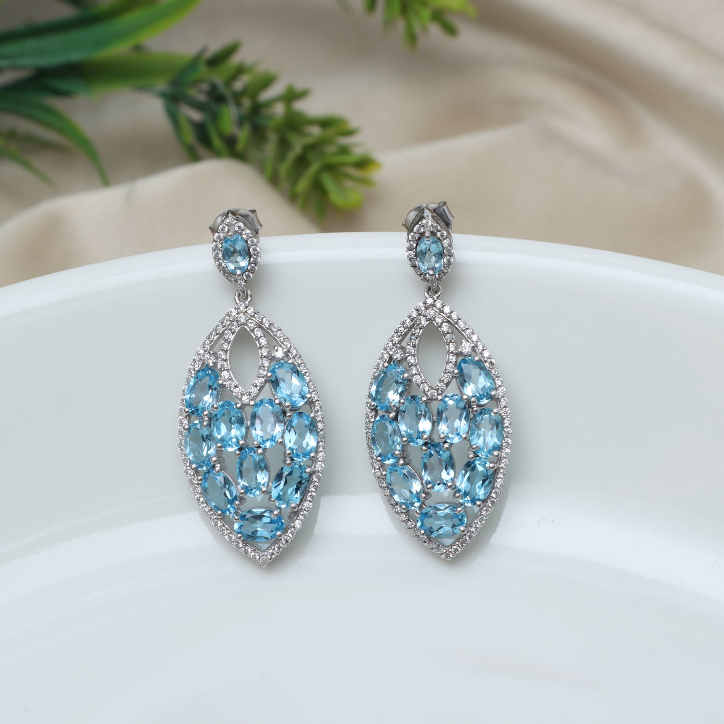 Natural Swiss Blue Topaz Oval Cut Gemstone Earrings-925 Sterling Silver Earrings-Blue Topaz Stud Earrings-Dainty Stud Earrings Gift for Her