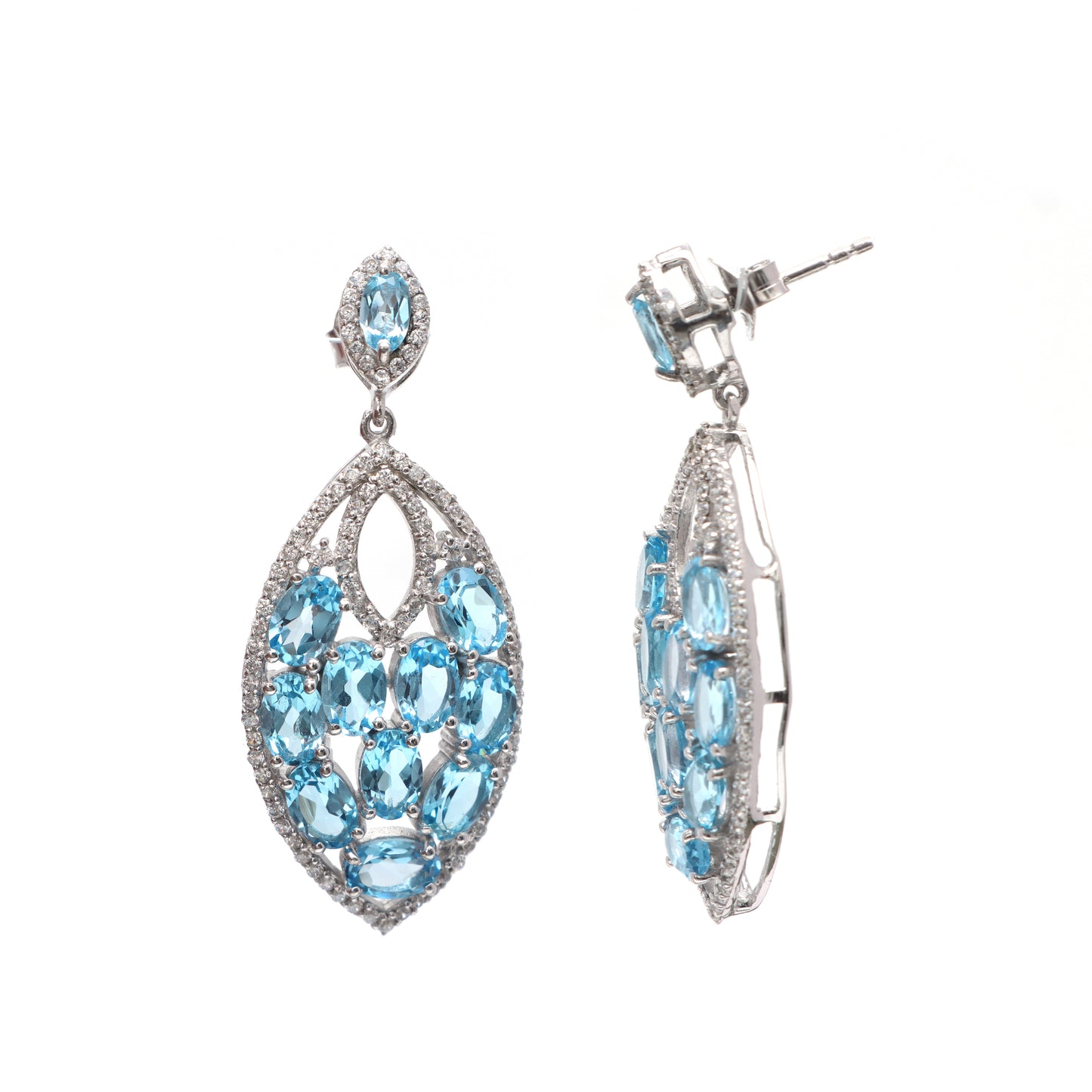 Natural Swiss Blue Topaz Oval Cut Gemstone Earrings-925 Sterling Silver Earrings-Blue Topaz Stud Earrings-Dainty Stud Earrings Gift for Her