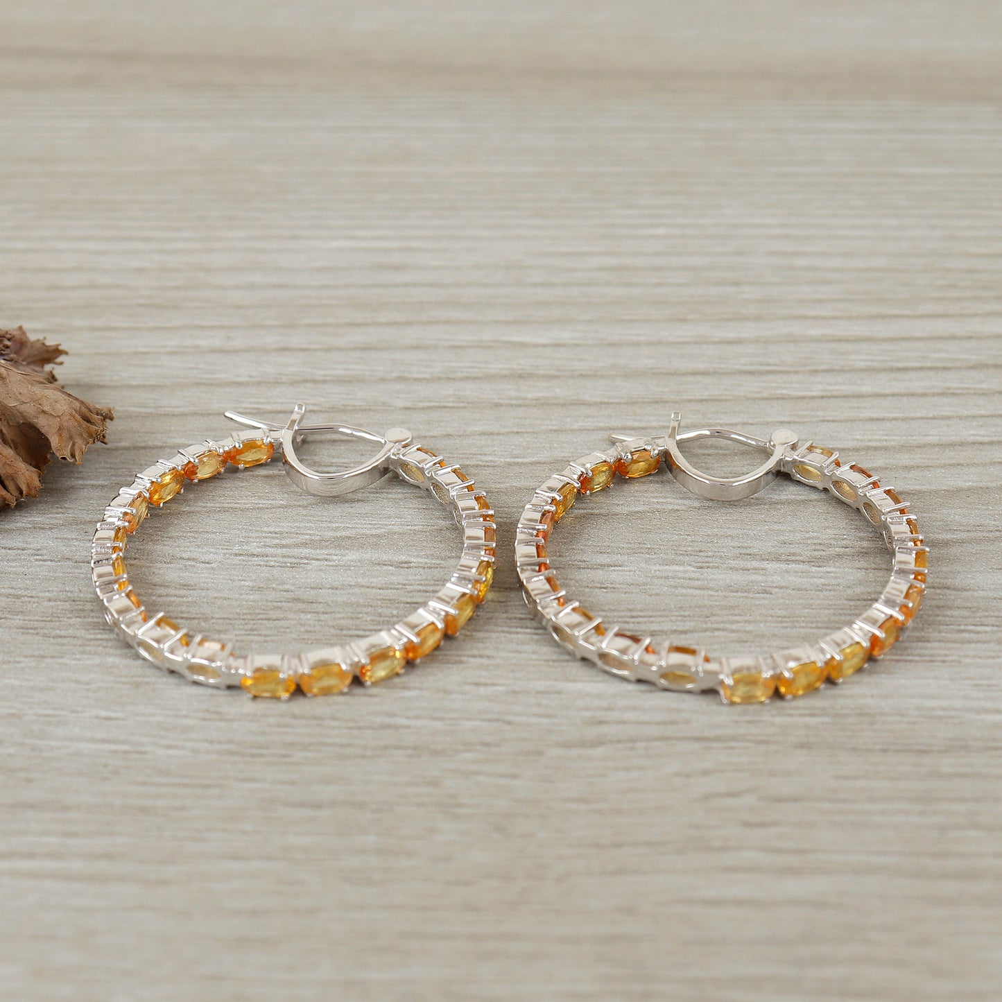 Yellow Sapphire Hoop Earrings-925 Sterling Silver Hoops-Oval Cut Gemstone Hoop Earrings-September Birthstone-Sapphire Jewelry Gift for Her