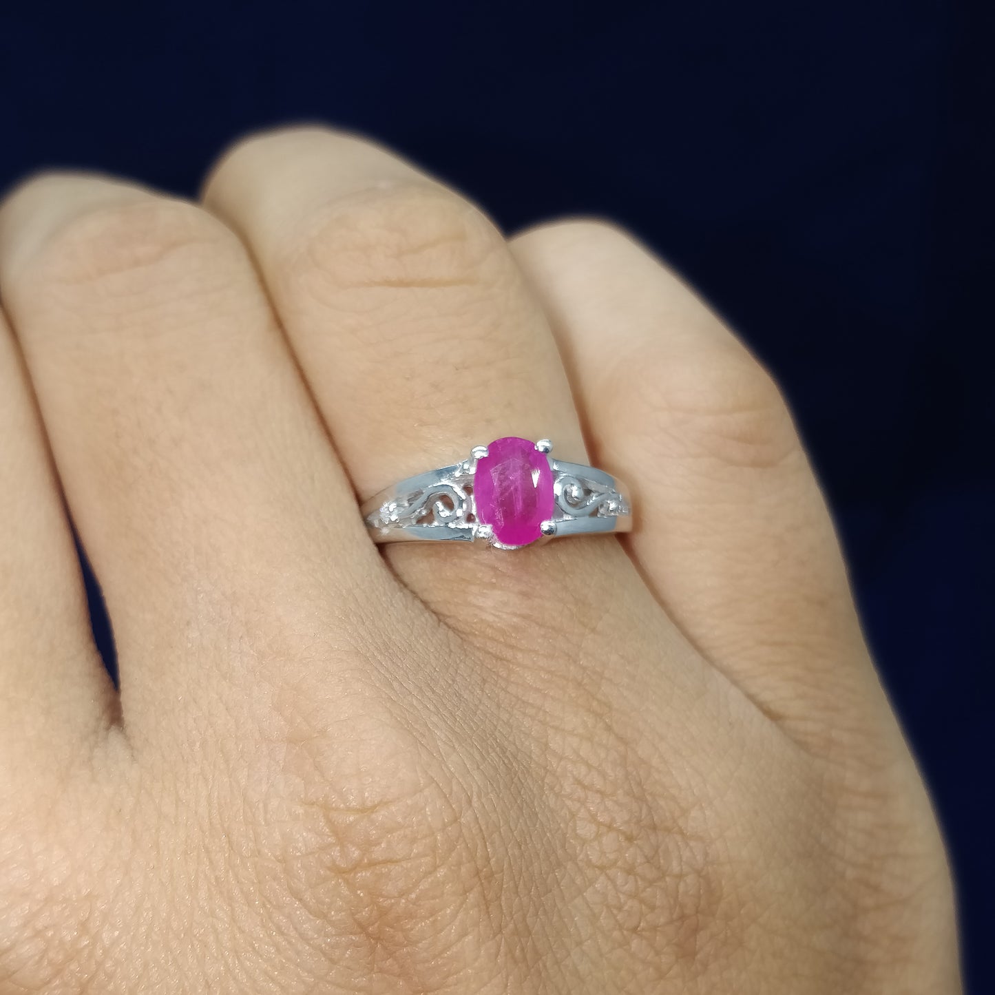 Natural Ruby 7x5mm Oval Cut Gemstone Ring 925 Sterling Silver Ruby Designer Ring July Birthstone Jewelry Gift for Wife