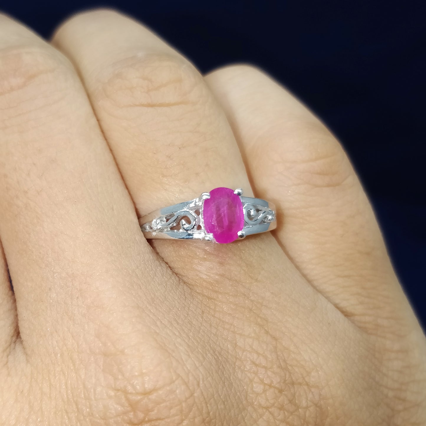 Natural Ruby 7x5mm Oval Cut Gemstone Ring 925 Sterling Silver Ruby Designer Ring July Birthstone Jewelry Gift for Wife