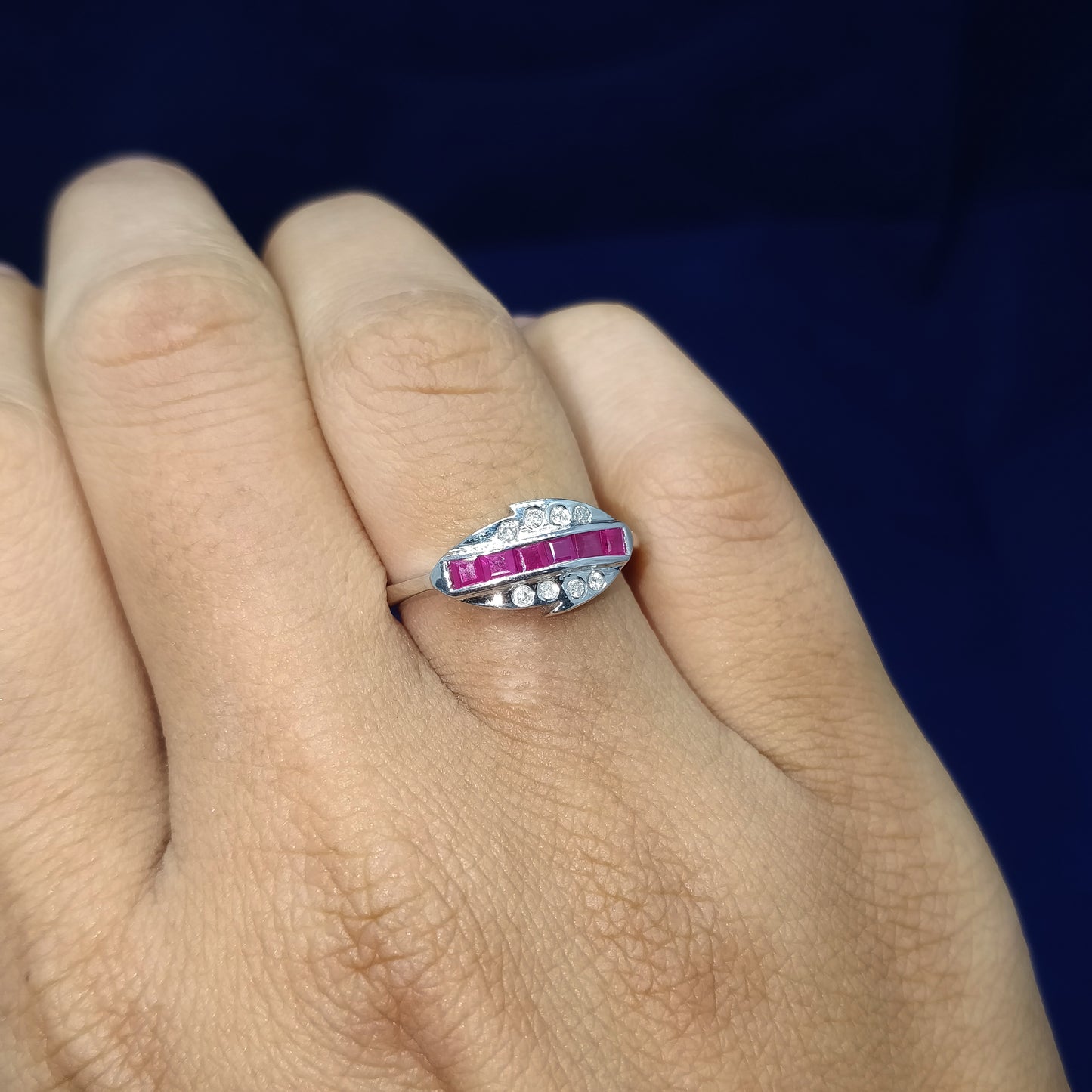 Natural Ruby Square Cut Gemstone Ring 925 Sterling Silver Diamond Engagement Ring Gift for her