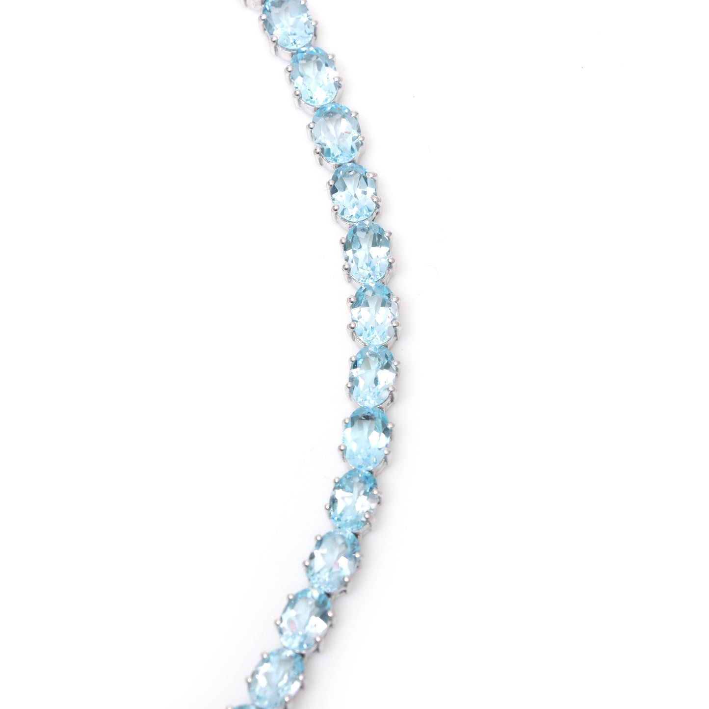 Natural Blue Topaz Oval Cut Gemstone Necklace 925 Sterling Silver Necklace Blue Topaz Tennis Necklace