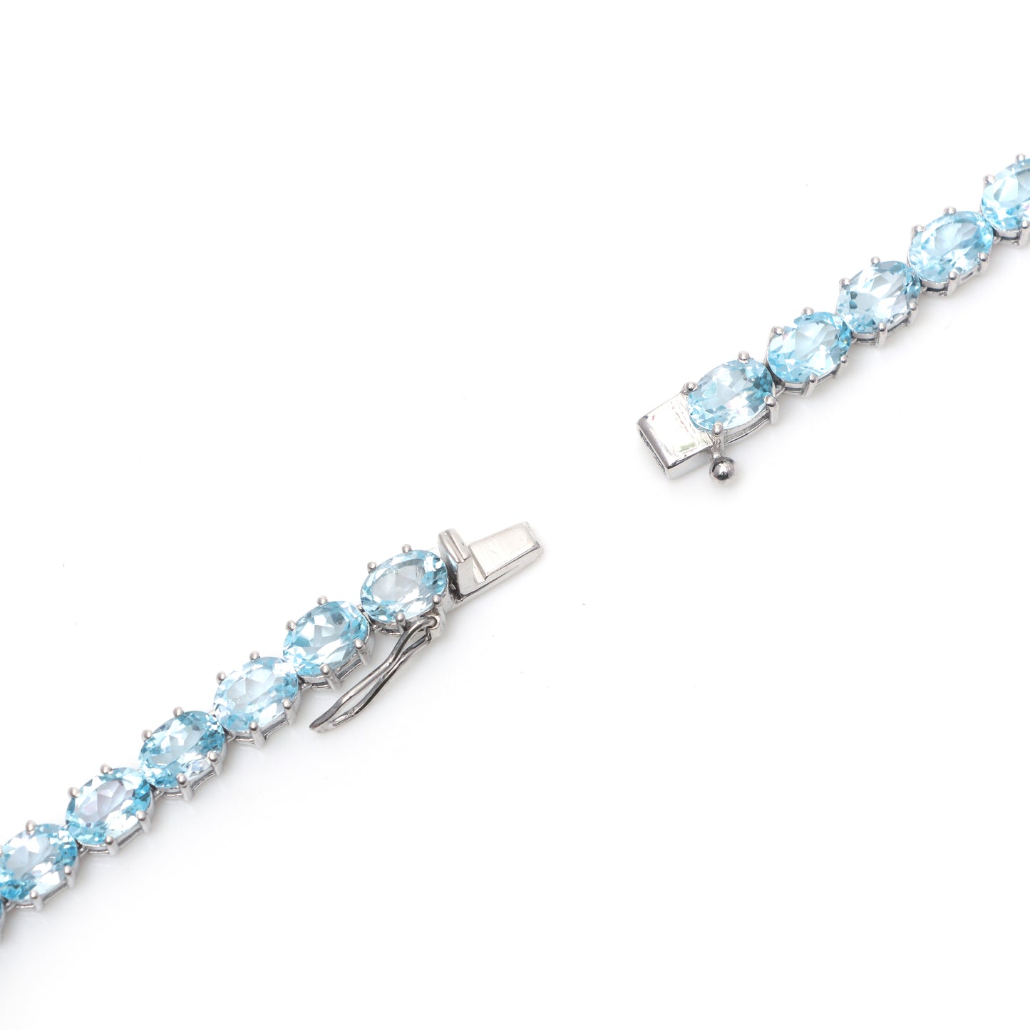 Natural Blue Topaz Oval Cut Gemstone Necklace 925 Sterling Silver Necklace Blue Topaz Tennis Necklace