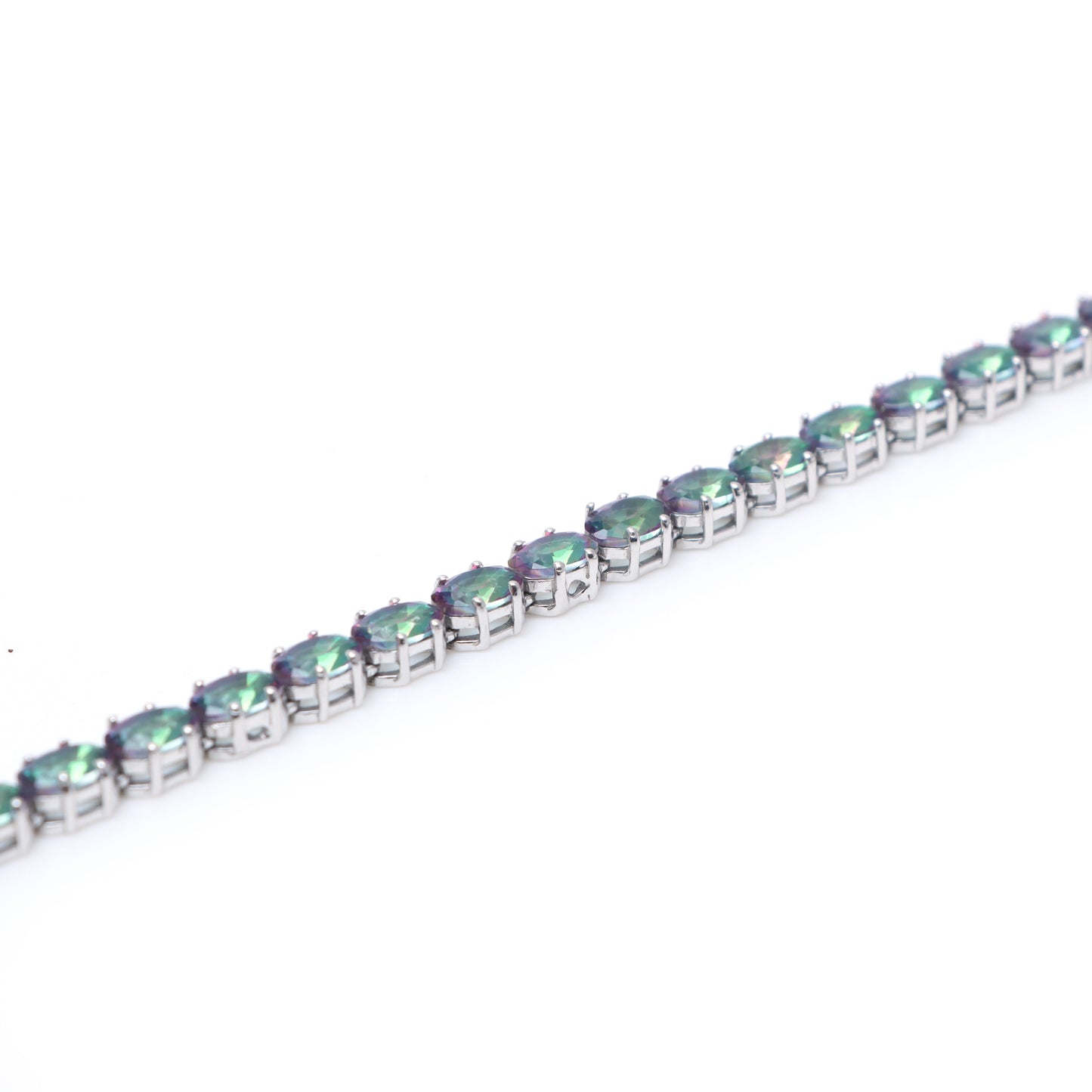 Mystic Topaz Tennis Necklace Set 925 Sterling Silver Oval Cut Gemstone Necklace & Earrings Wedding Anniversary Gift for Her