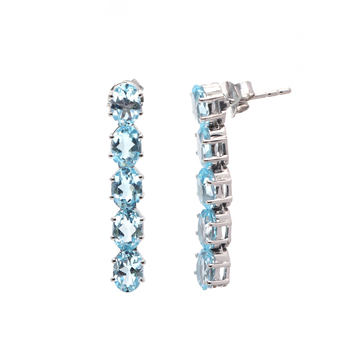 Natural Blue Topaz Oval Cut Gemstone Necklace 925 Sterling Silver Necklace Blue Topaz Tennis Necklace