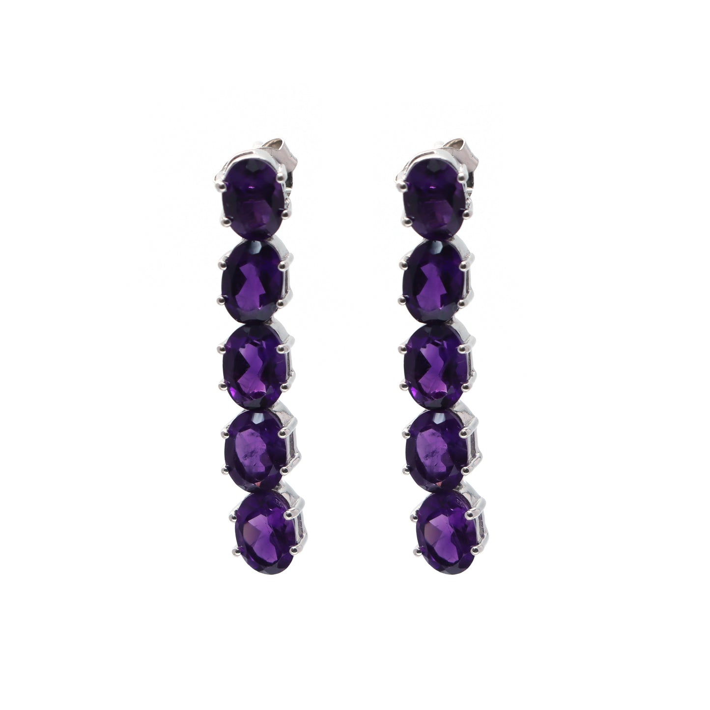 Natural African Amethyst Oval Cut Gemstone Necklace 925 Sterling Silver Necklace Amethyst Tennis Necklace