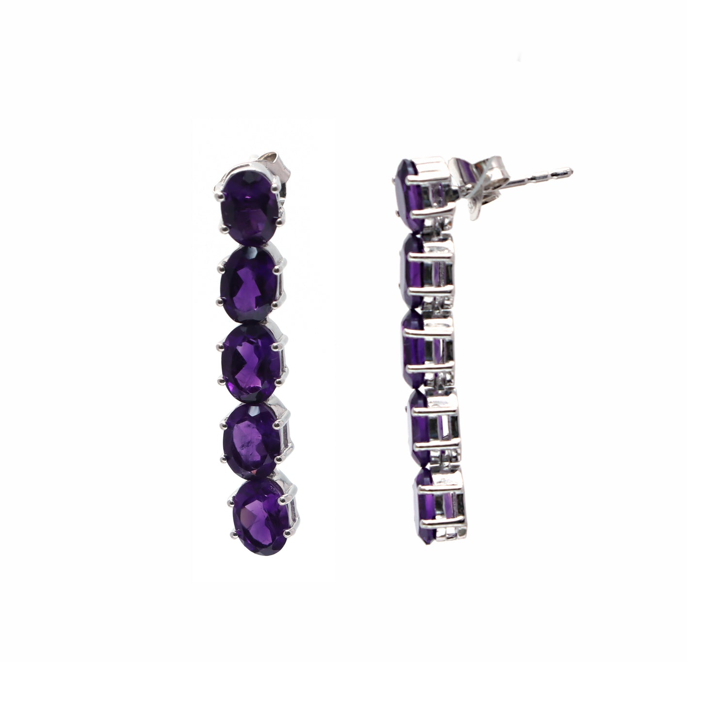 Natural African Amethyst Oval Cut Gemstone Necklace 925 Sterling Silver Necklace Amethyst Tennis Necklace