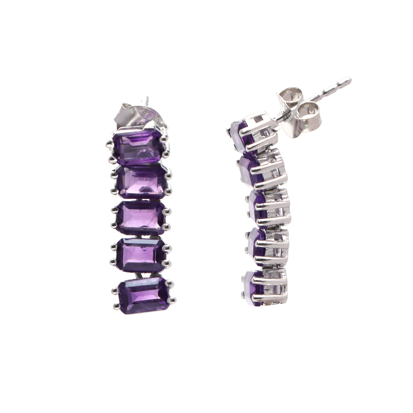 Natural African Amethyst Octagon Cut Gemstone Necklace Set 925 Sterling Silver Necklace Amethyst Tennis Necklace With Earrings