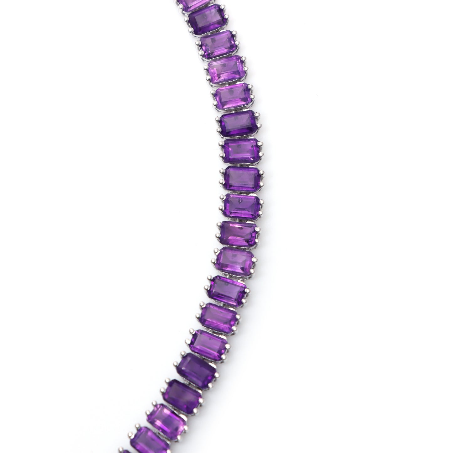 Natural African Amethyst Octagon Cut Gemstone Necklace Set 925 Sterling Silver Necklace Amethyst Tennis Necklace With Earrings