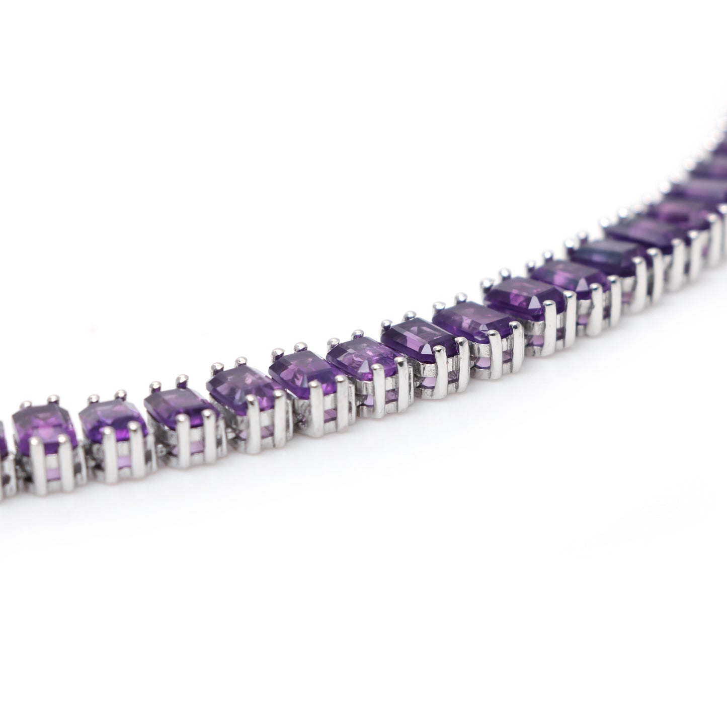 Natural African Amethyst Octagon Cut Gemstone Necklace Set 925 Sterling Silver Necklace Amethyst Tennis Necklace With Earrings