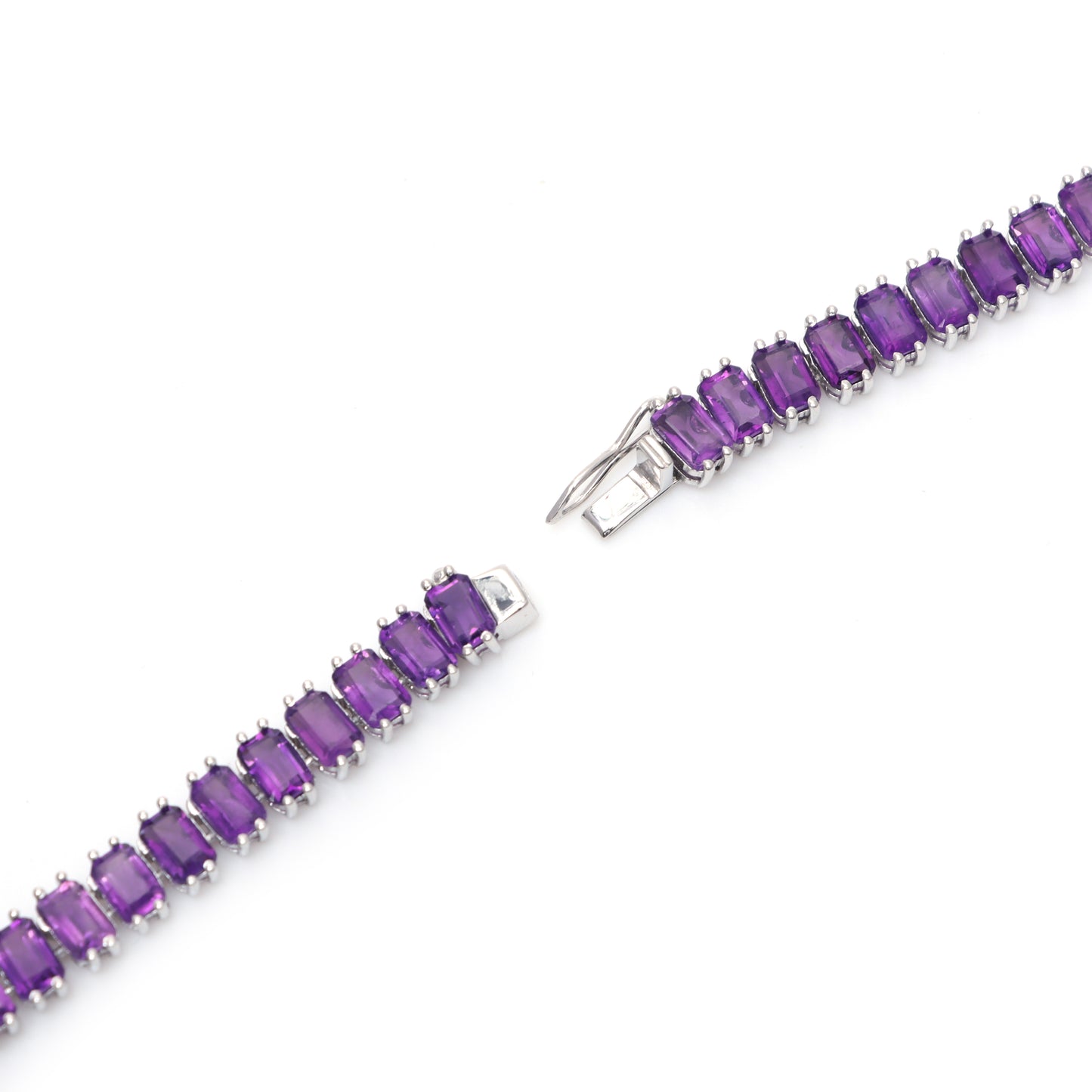 Natural African Amethyst Octagon Cut Gemstone Necklace Set 925 Sterling Silver Necklace Amethyst Tennis Necklace With Earrings