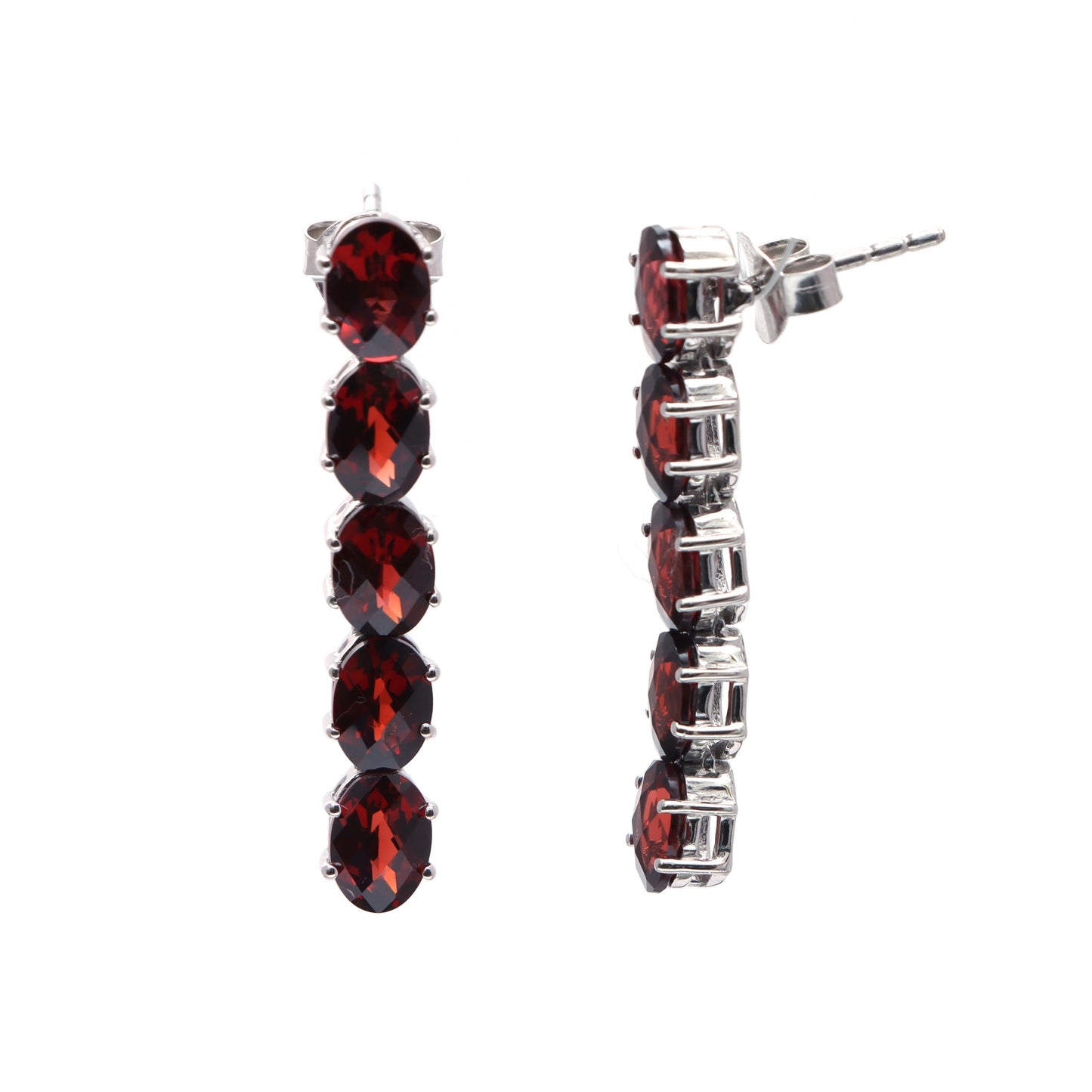 Natural Garnet Oval Cut Gemstone Necklace Set 925 Sterling Silver Necklace Garnet Tennis Necklace with Earrings